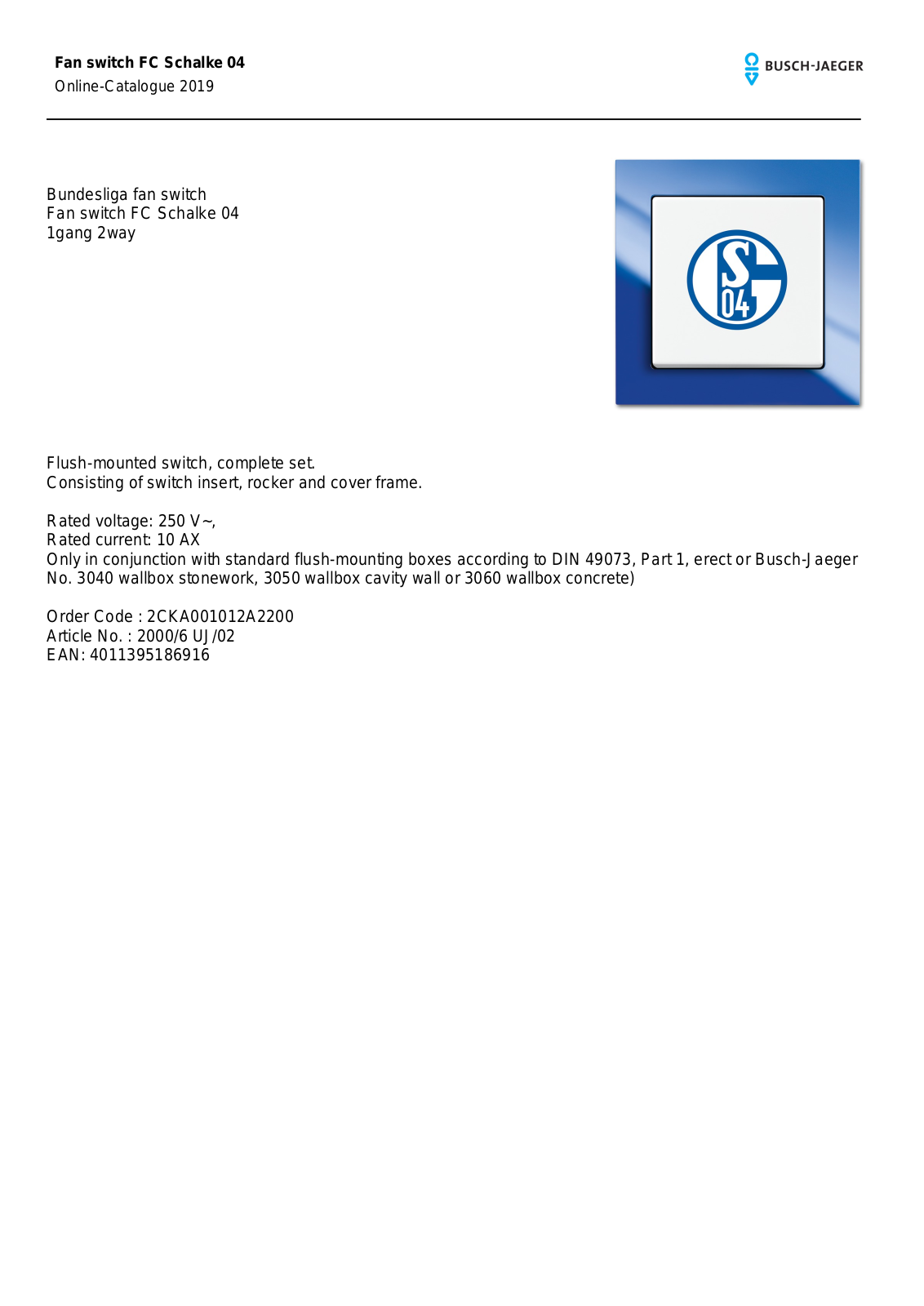 Busch-Jaeger 2000-6 UJ-02 User Manual