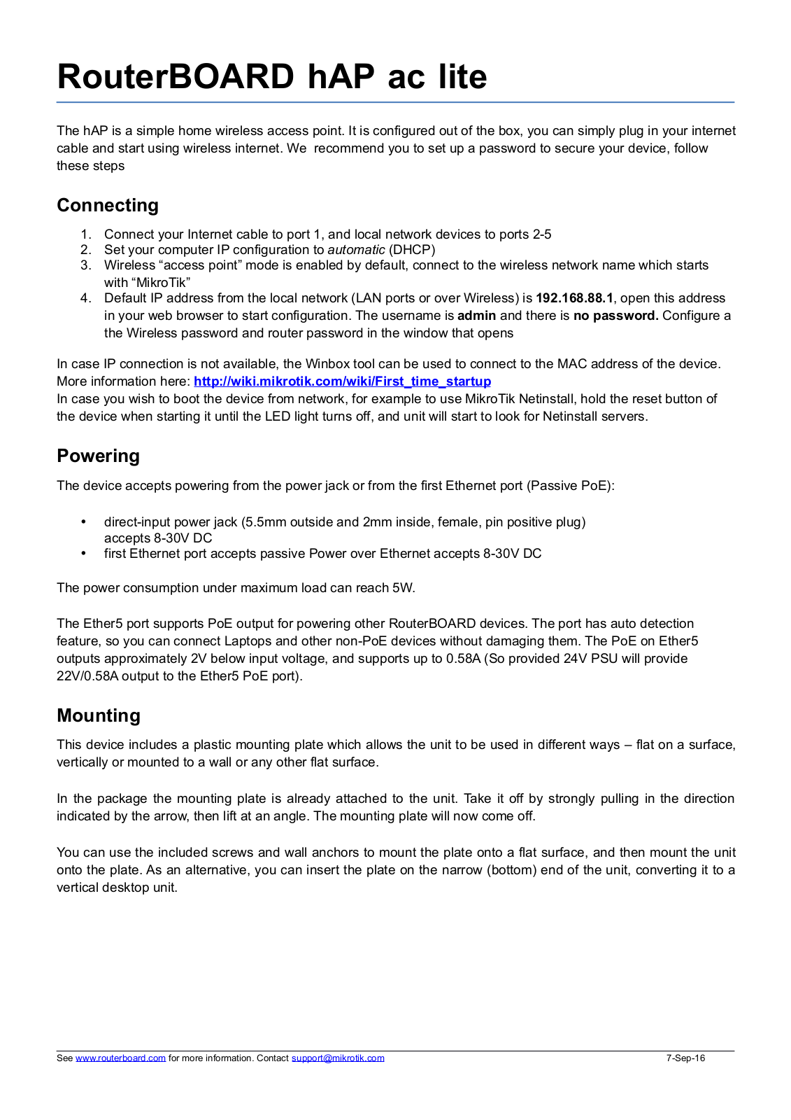 MikroTik RB952Ui-5ac2nD-TC User Manual