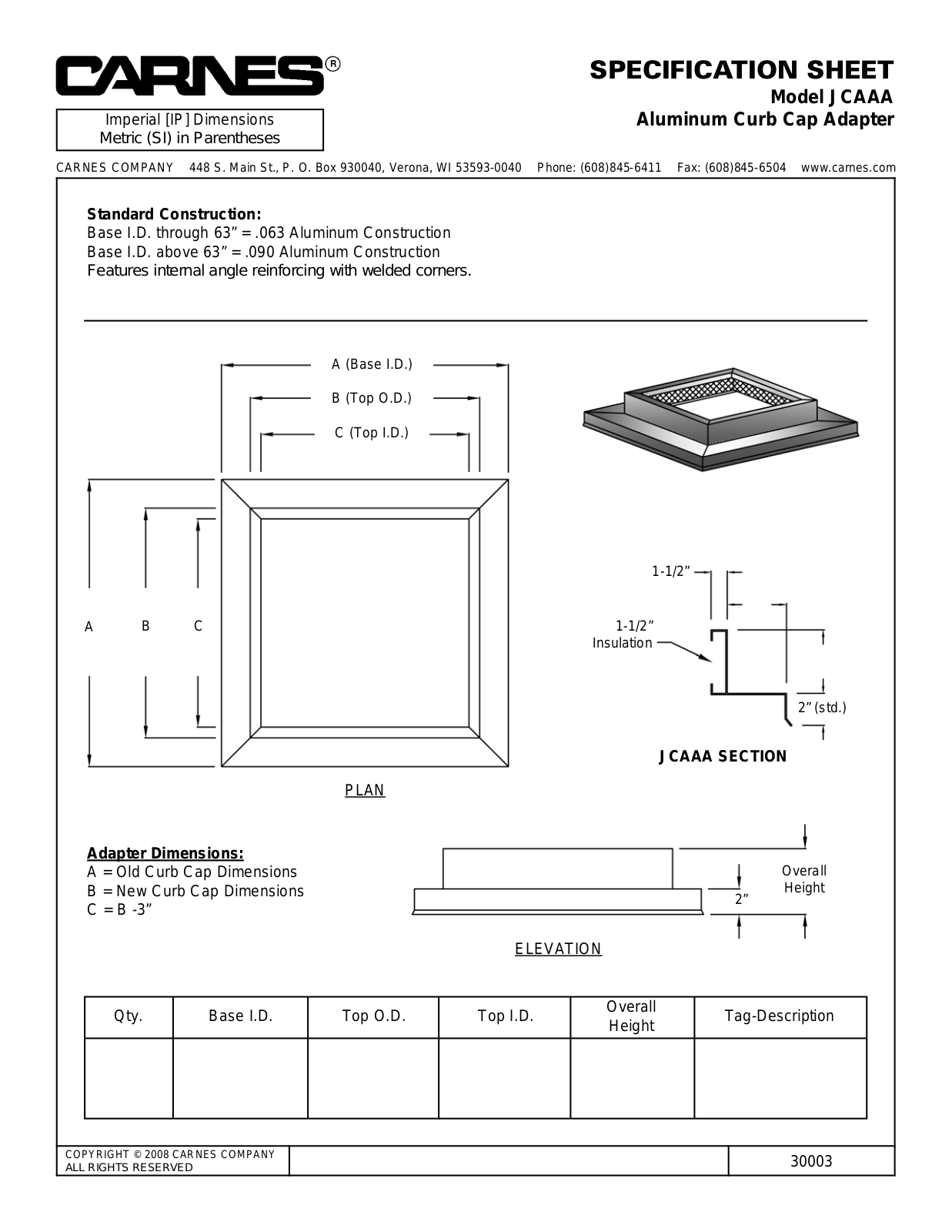 Carnes JCAAA User Manual