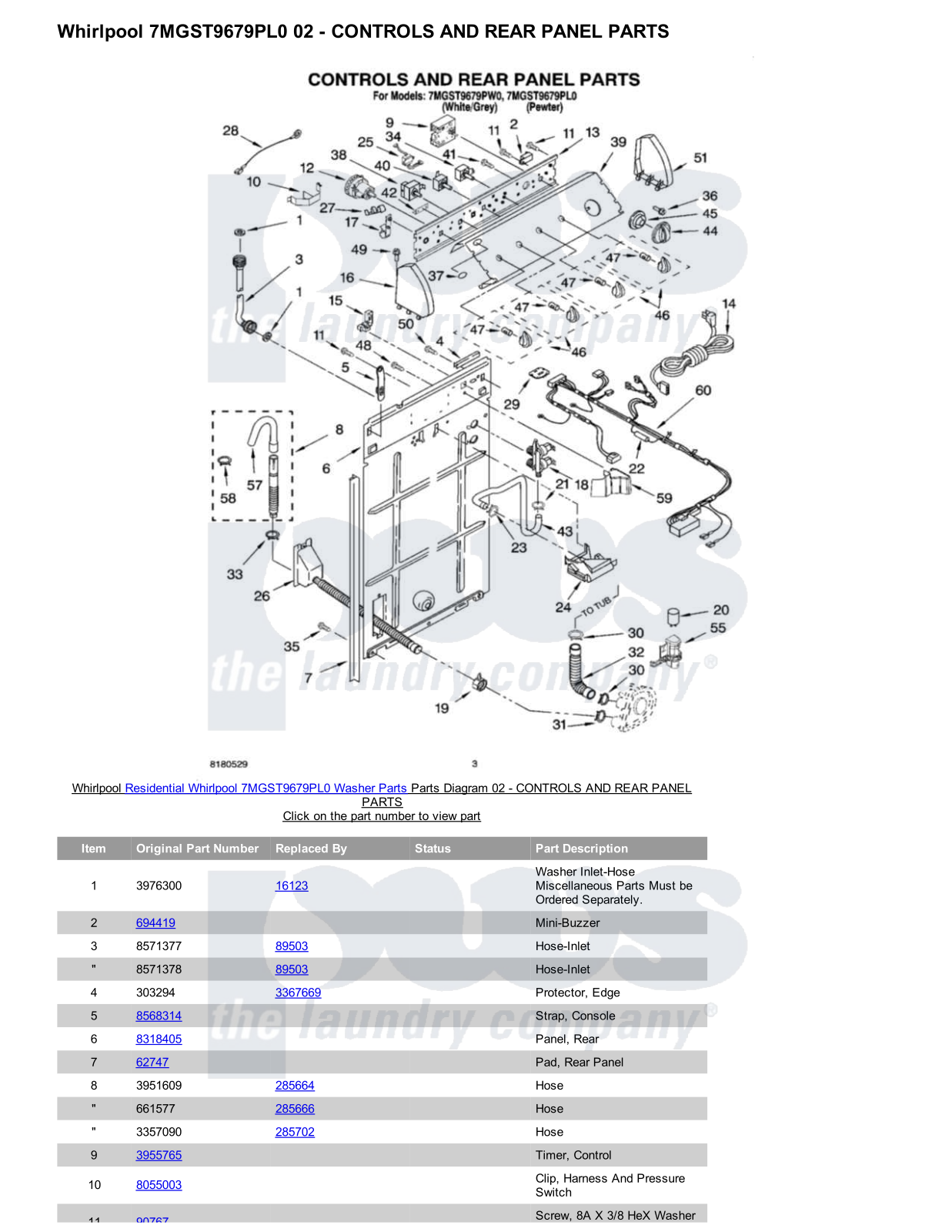 Whirlpool 7MGST9679PL0 Parts Diagram