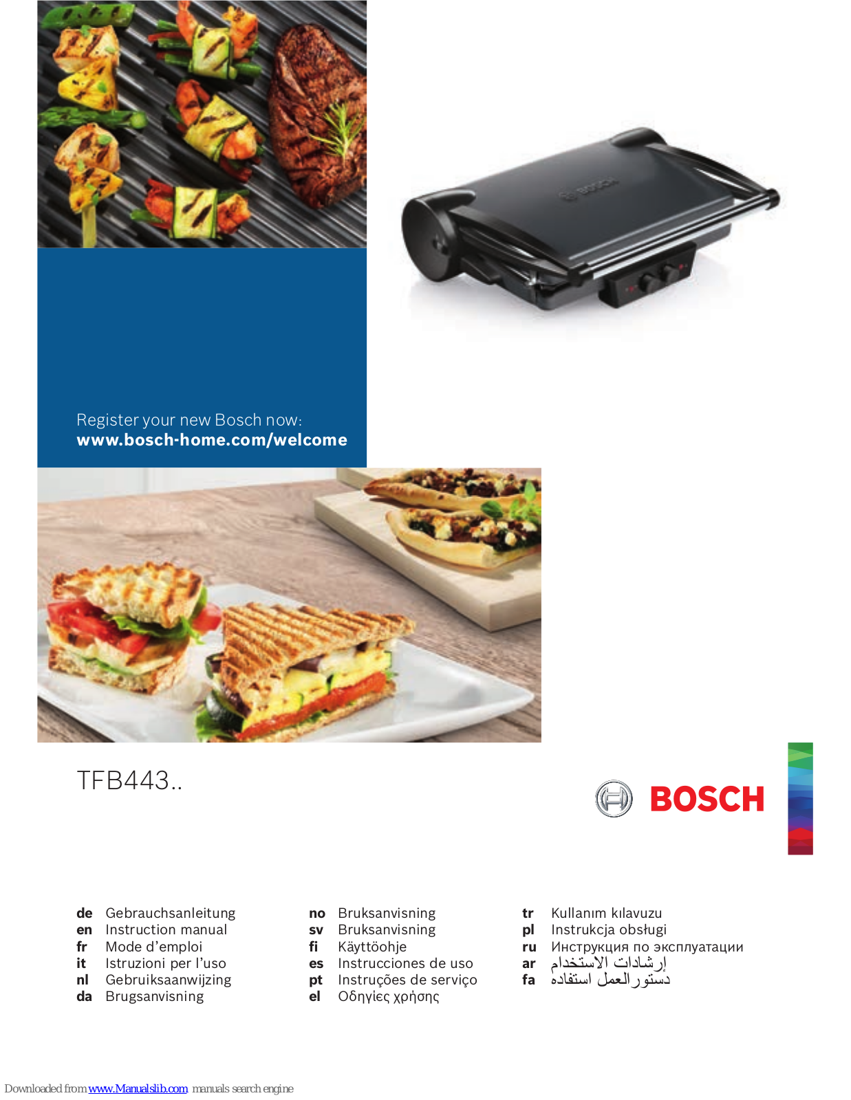 Bosch TFB443 Instruction Manual