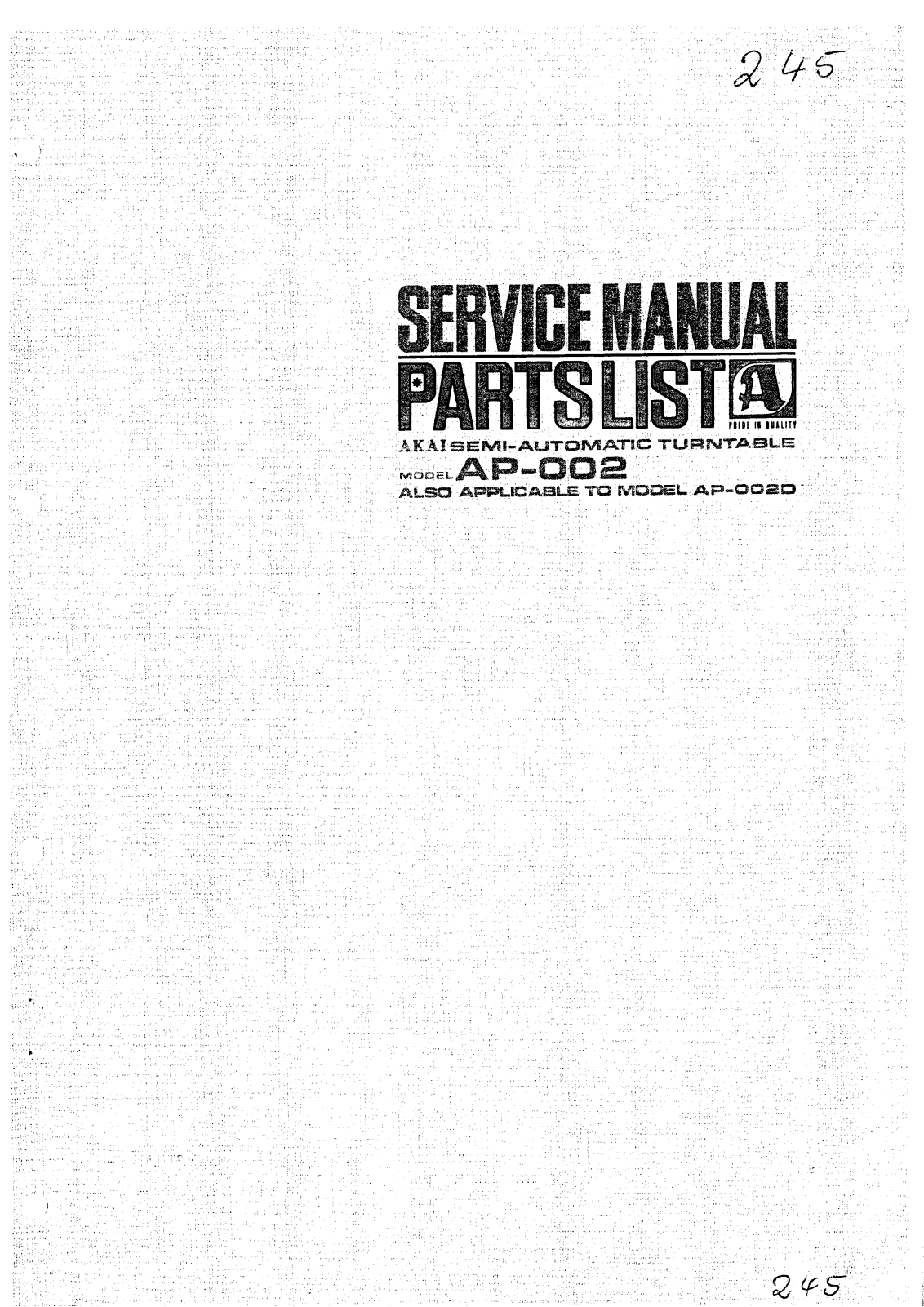 Akai AP-002 Service Manual