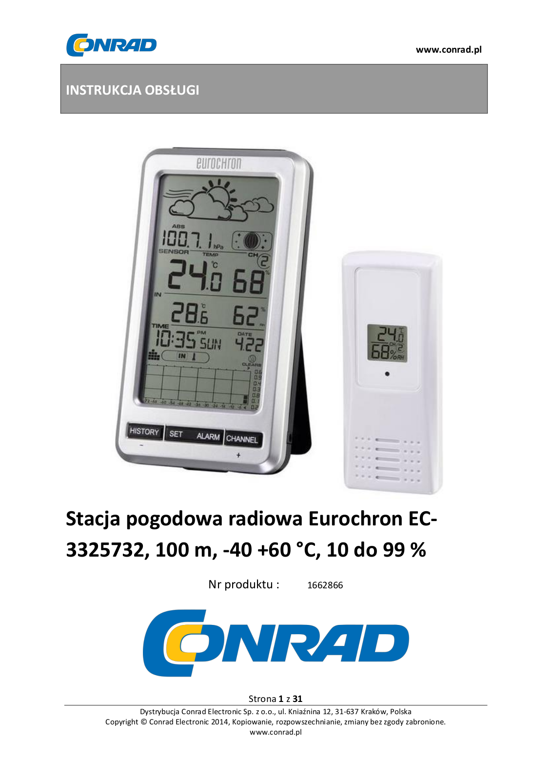 Eurochron EFWS5008 User guide