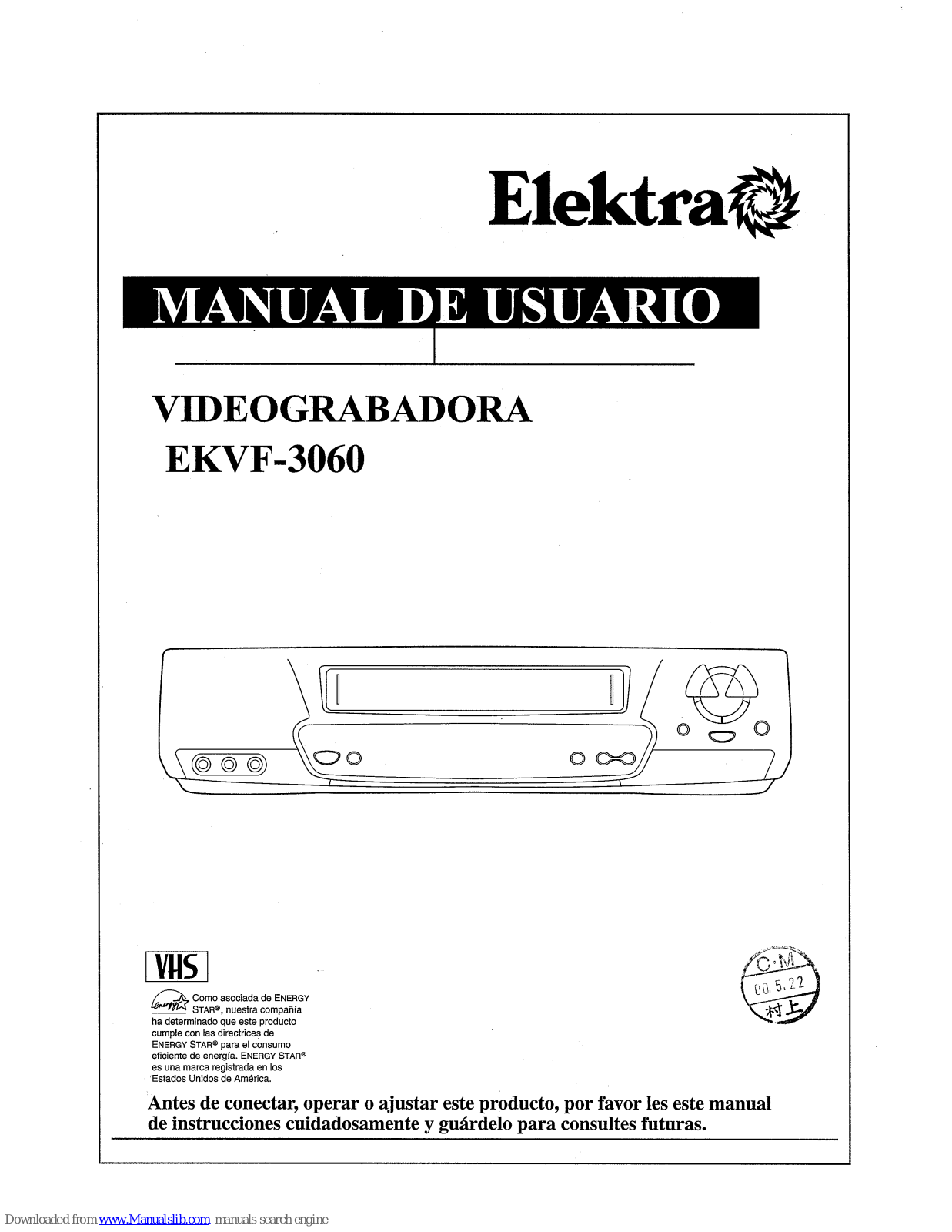 ELEKTRA EKVF3060 Manual De Usuario