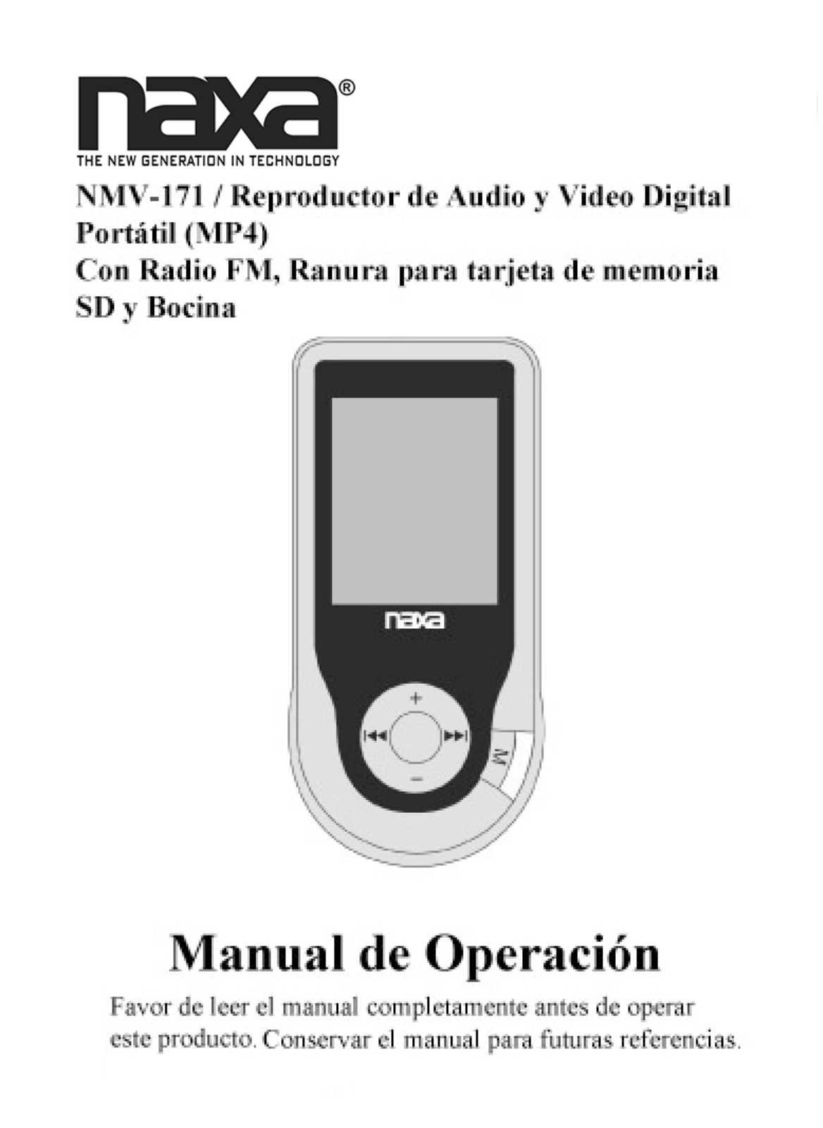 Naxa NMV-171 Manual de Operación