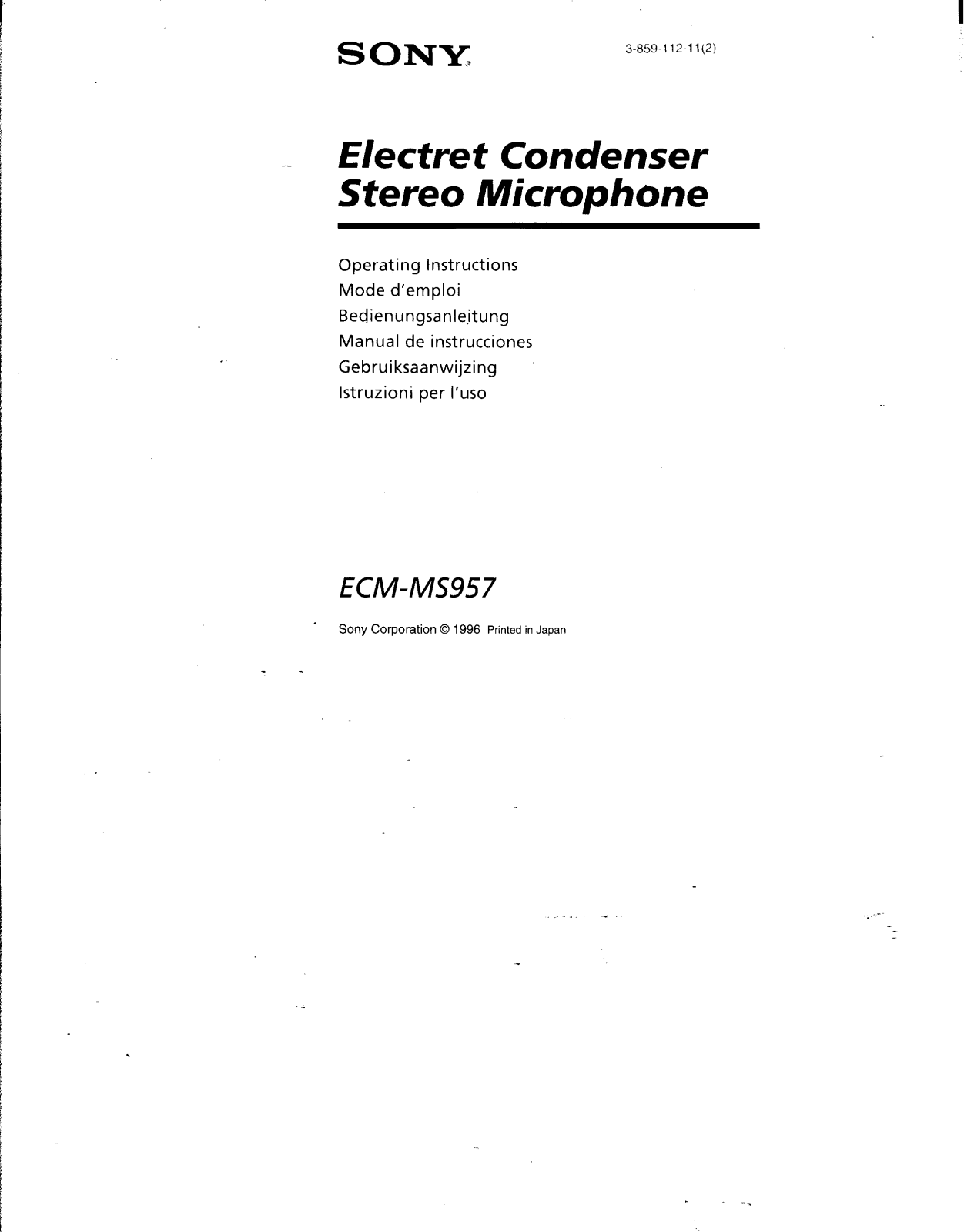 Sony ECM-MS957 Operating manual