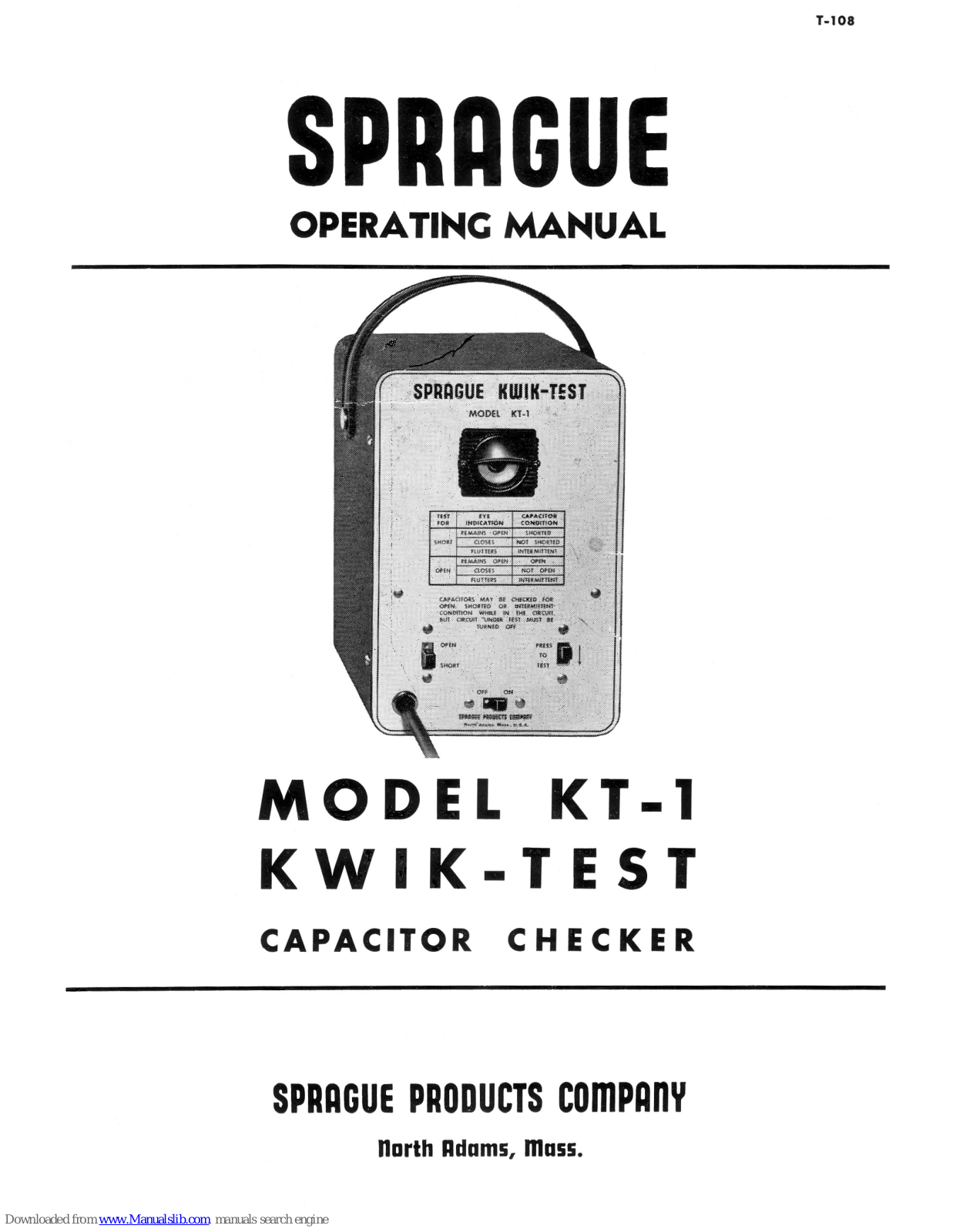Sprague KT-1 Operating Manual - ManualMachine.com