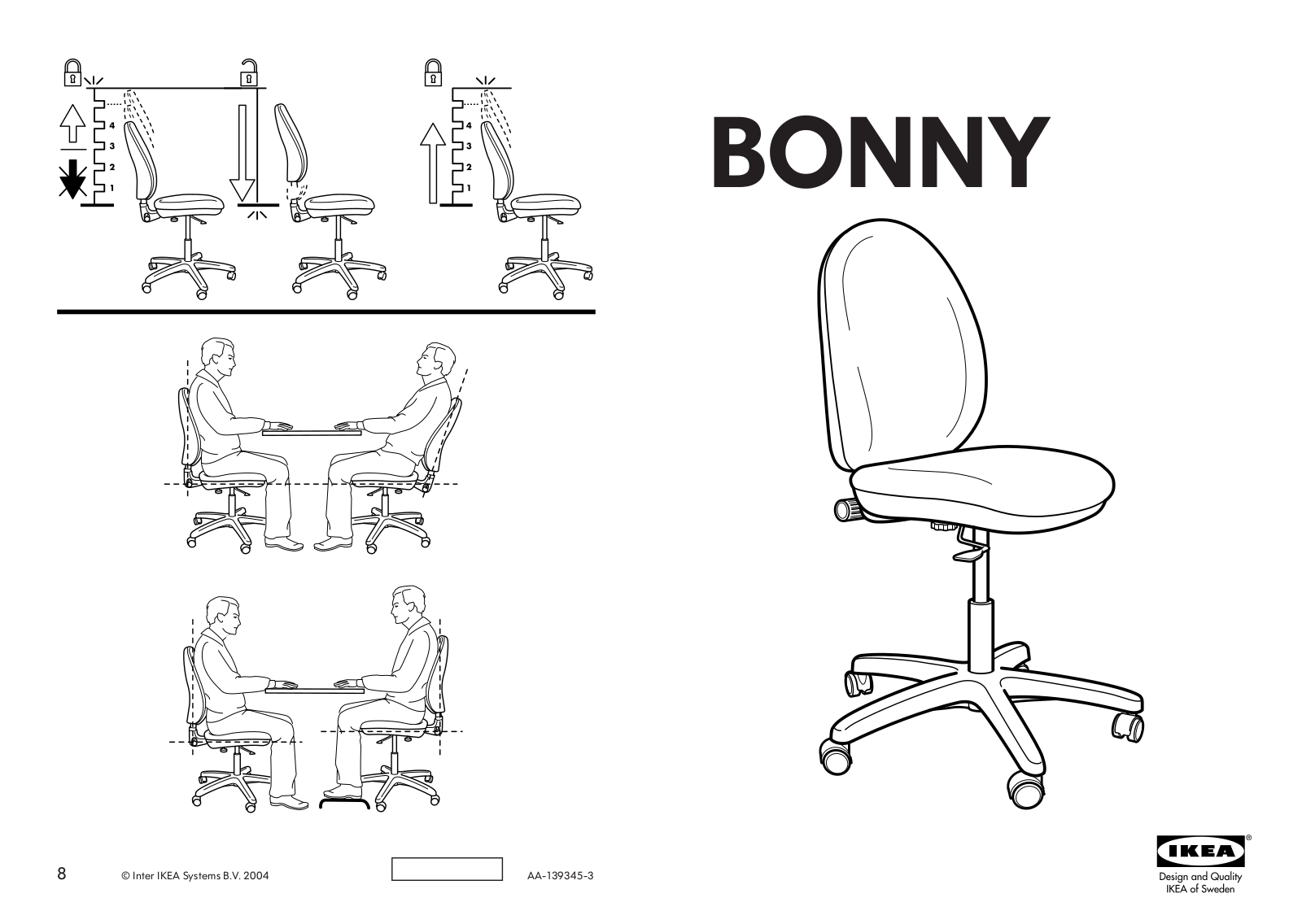 IKEA BONNY SWIVEL CHAIR Assembly Instruction