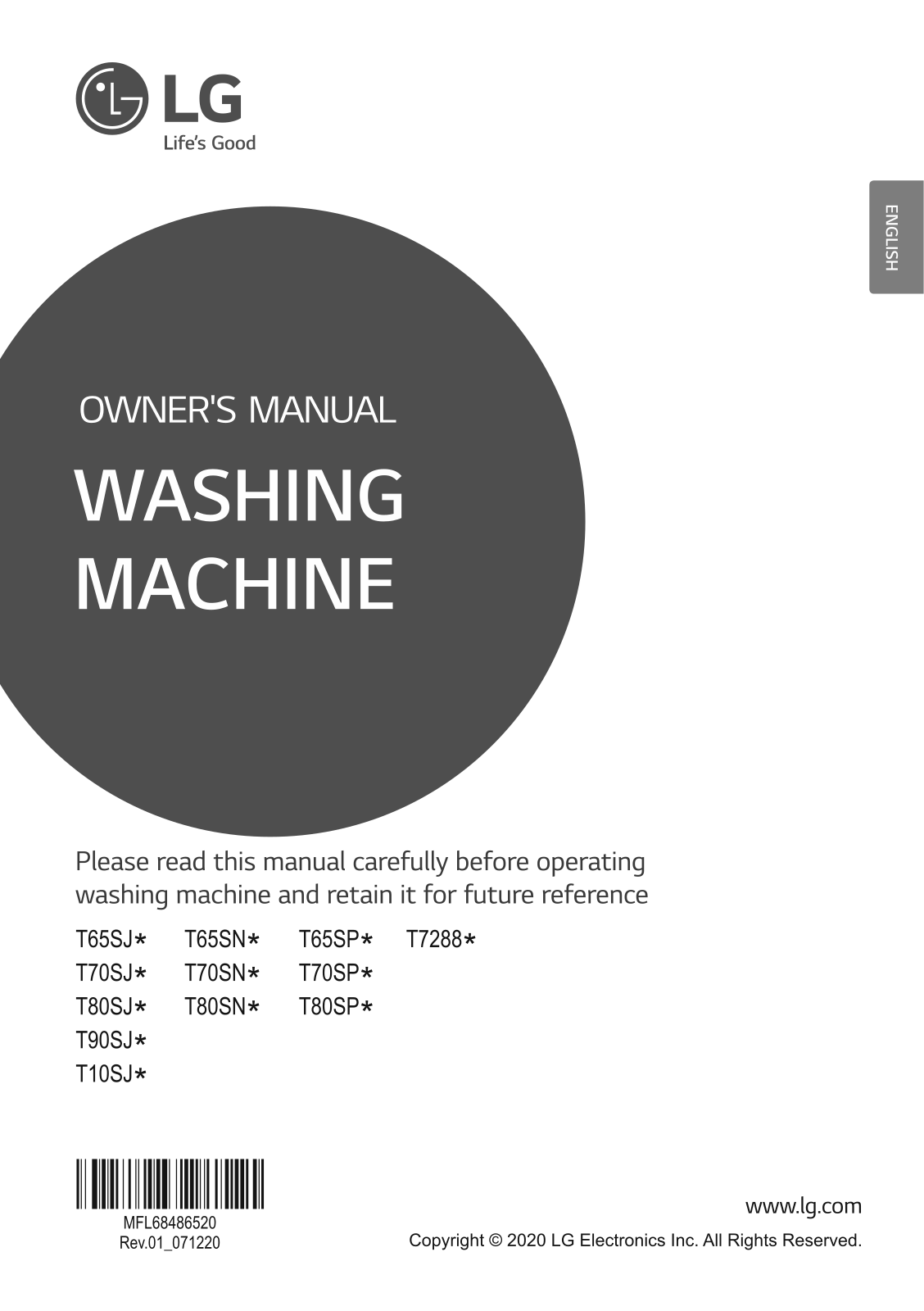 LG T70SPSF1ZA, T90SJMB1Z Owner’s Manual