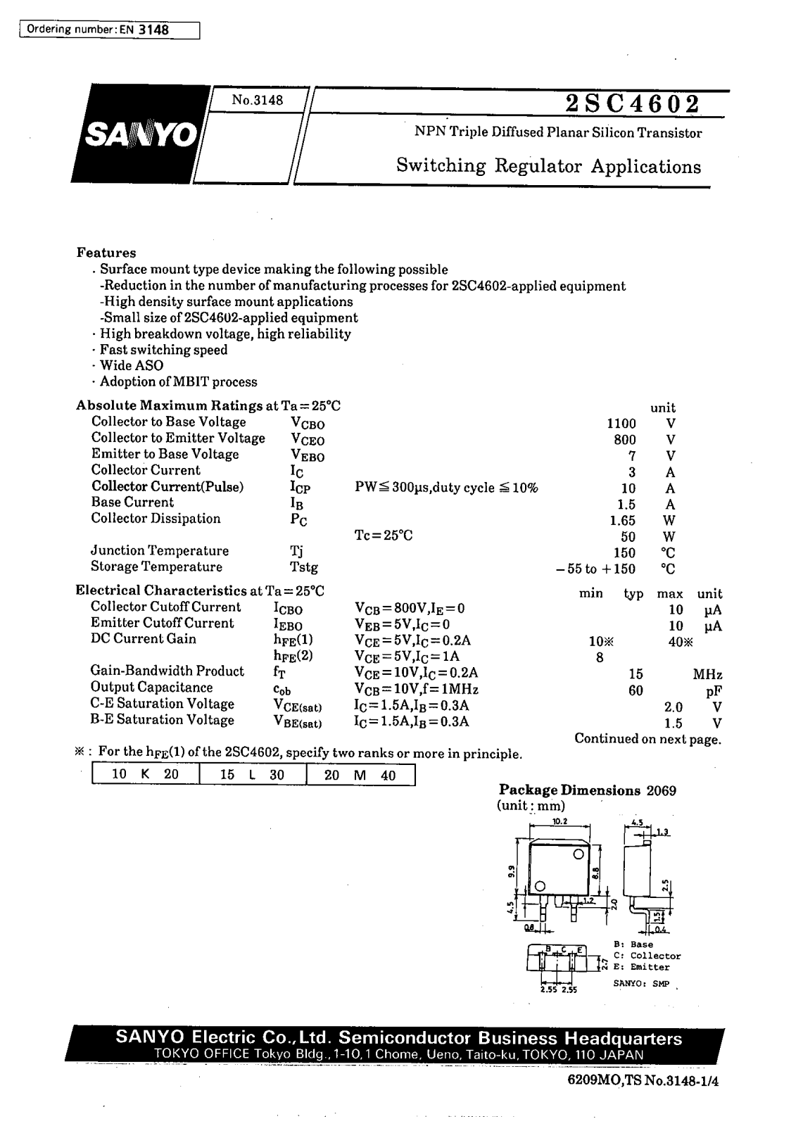 Datasheet 2SC4602 Datasheet (SANYO) - ManualMachine.com