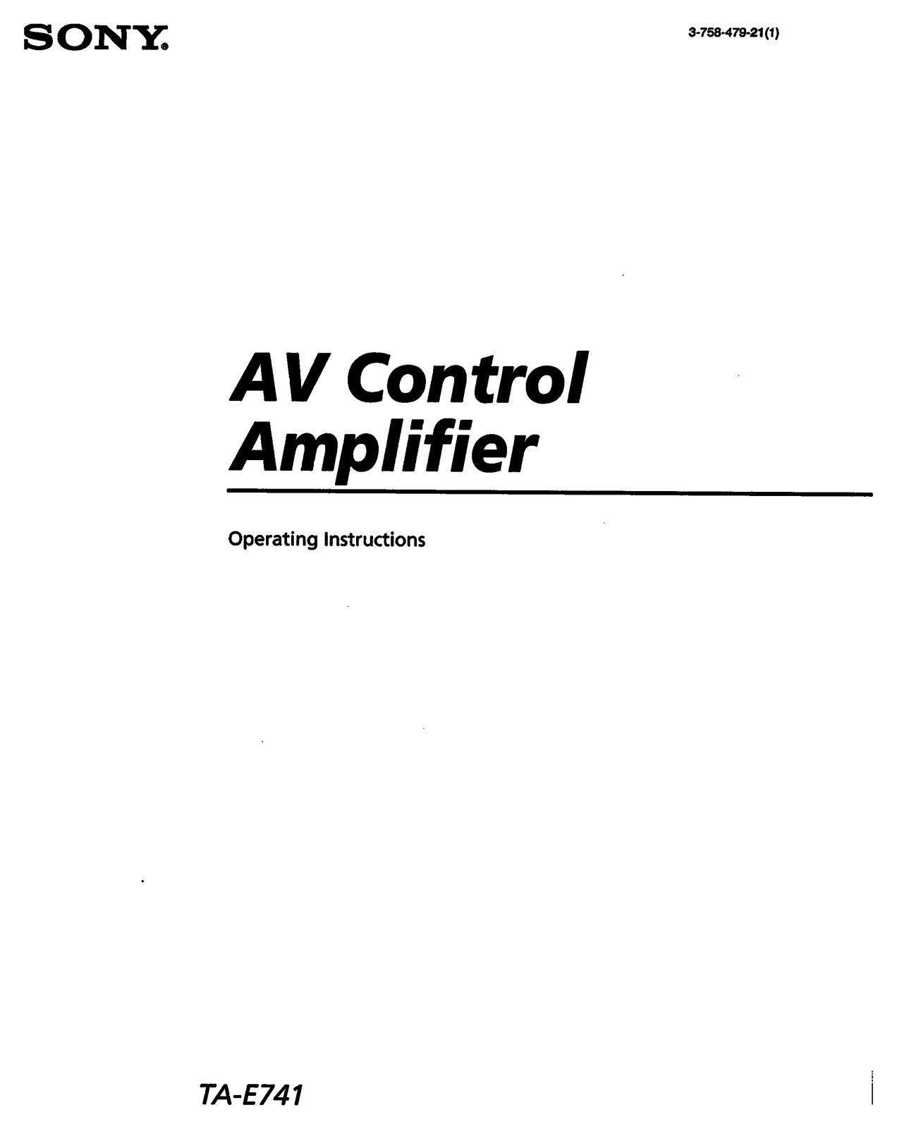 Sony TA-E741 User Manual