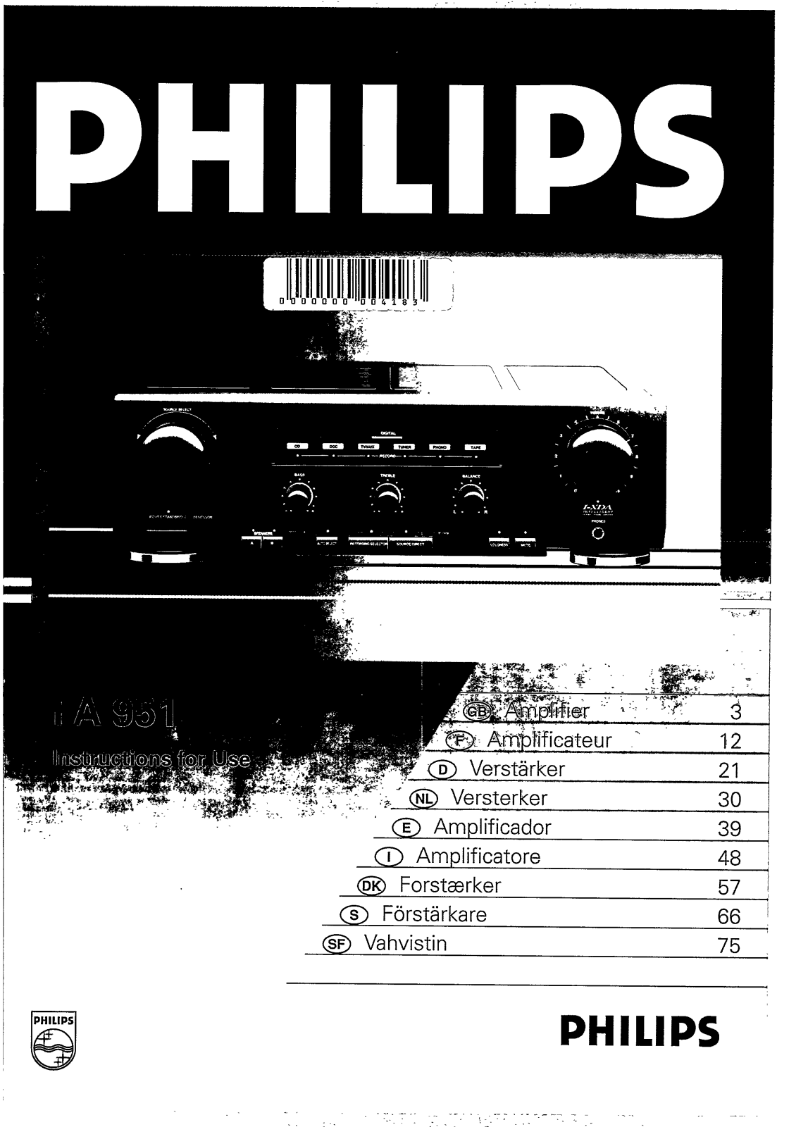 Philips FA951/00S, FA951 User Manual