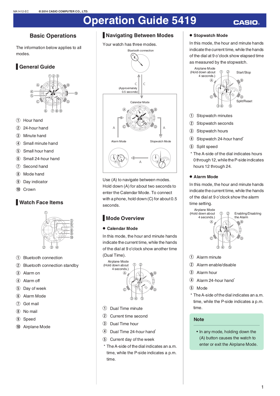 Casio 5419 Operation Guide