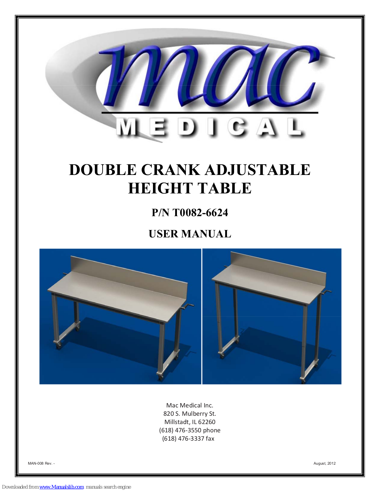 Mac Medical T0082-6624 User Manual