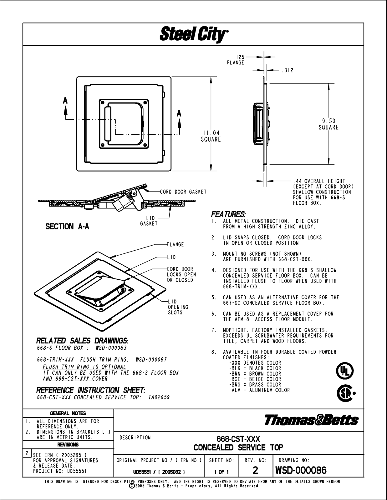 Thomas & Betts 668-CST-XXX Reference Drawing