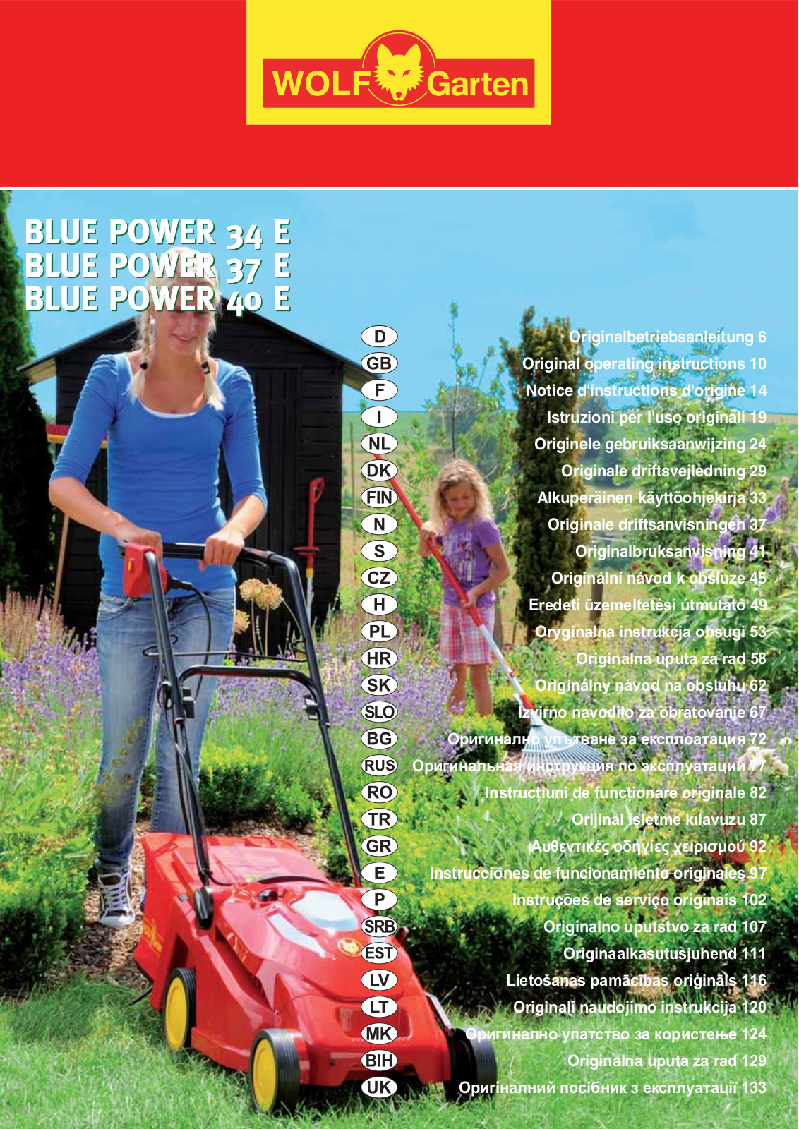 Wolf Garten Blue Power 40 E, Blue Power 34 E, Blue Power 37 E User Manual