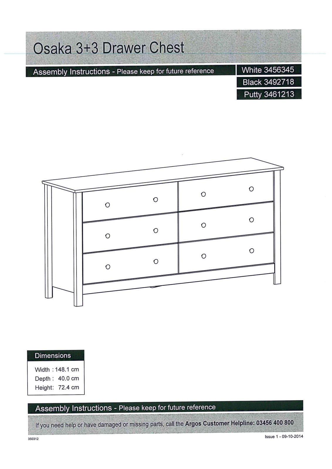 Argos 8573C-101, 8573C-114, 8573C-132 ASSEMBLY INSTRUCTIONS