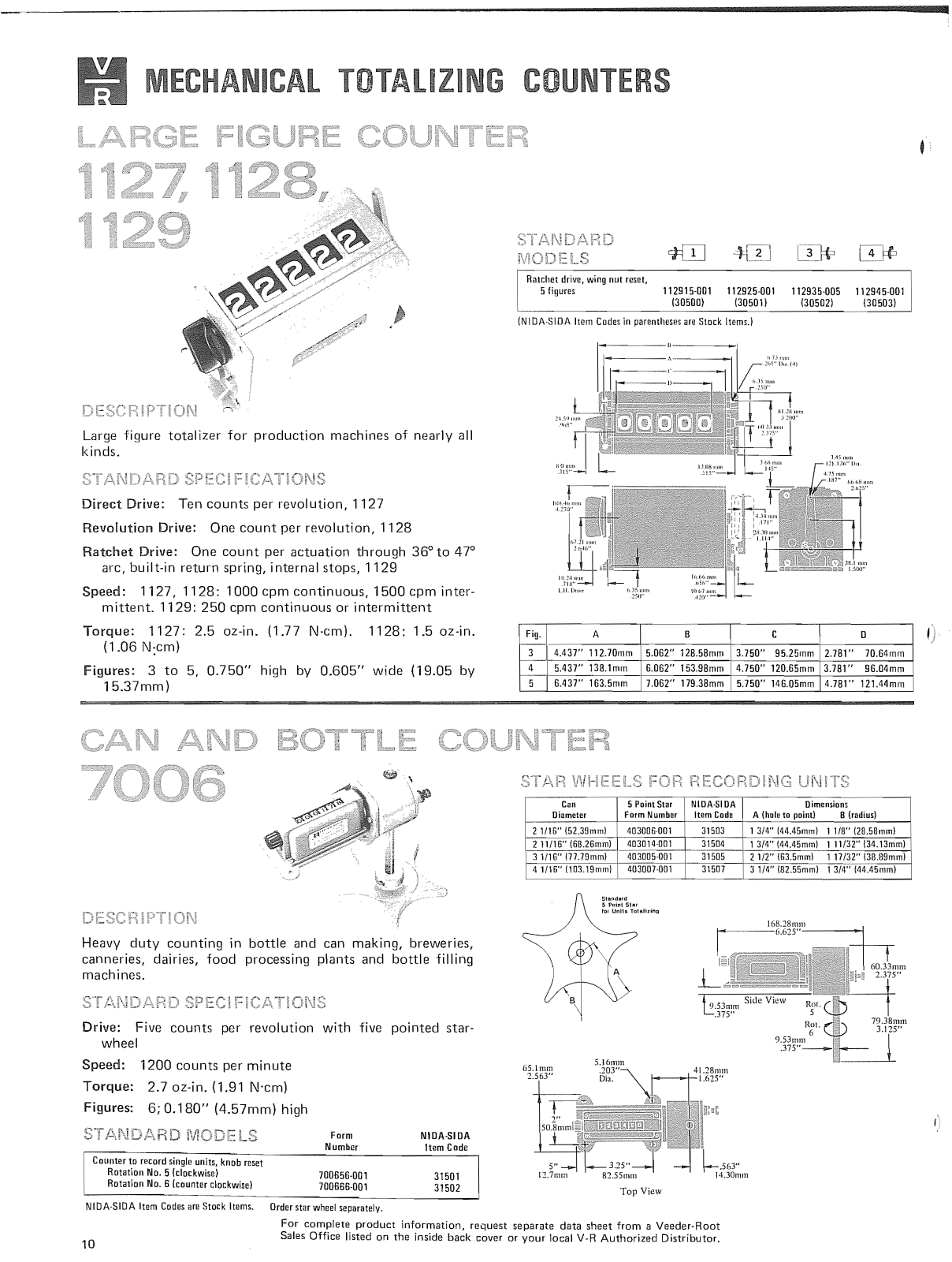 Veeder Root 1127, 1128, 1129 Catalog Page