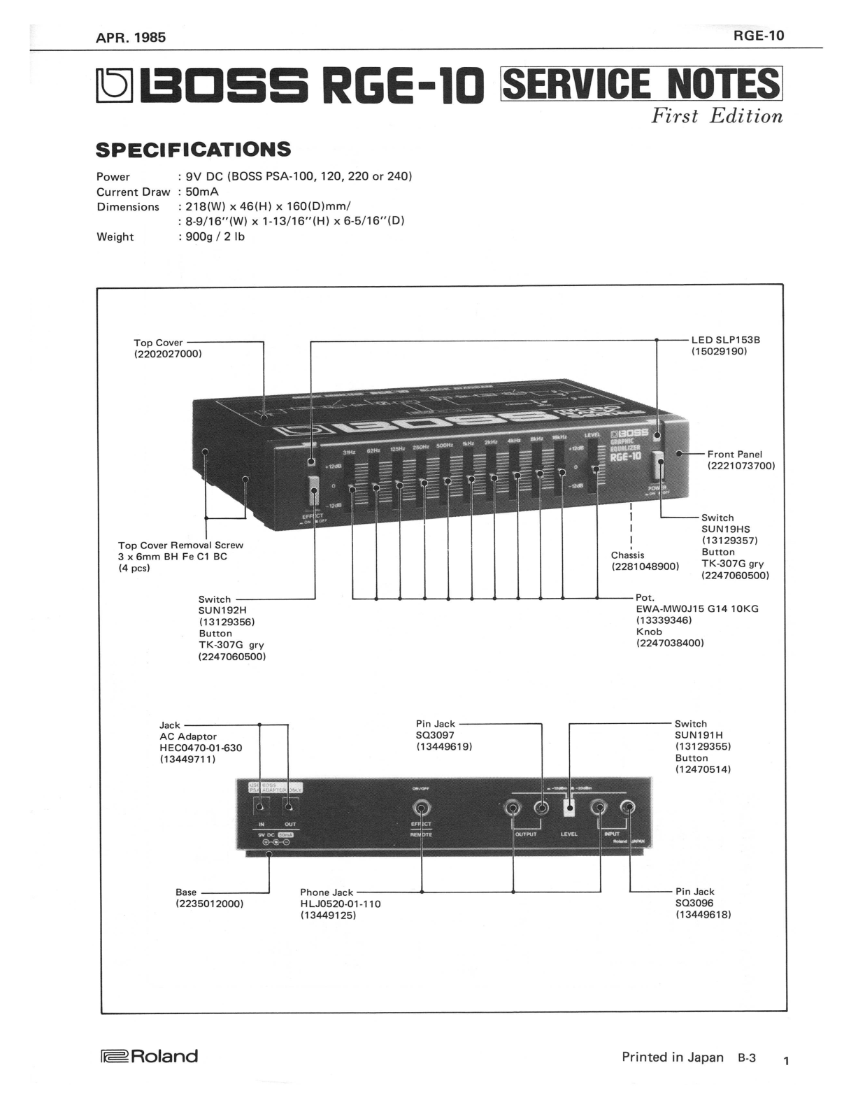 BOSS RGE-10 Service Manual