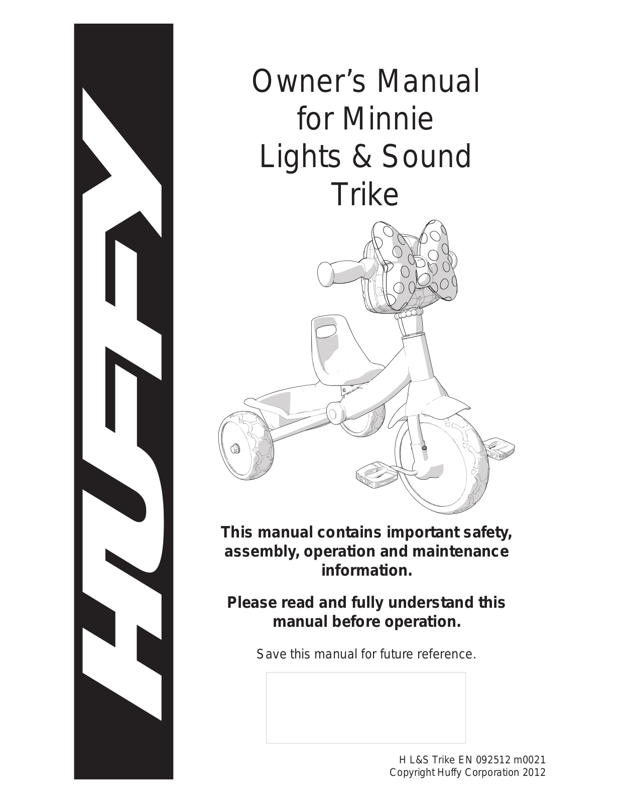 Huffy Lights  Sounds Trike Owner's Manual