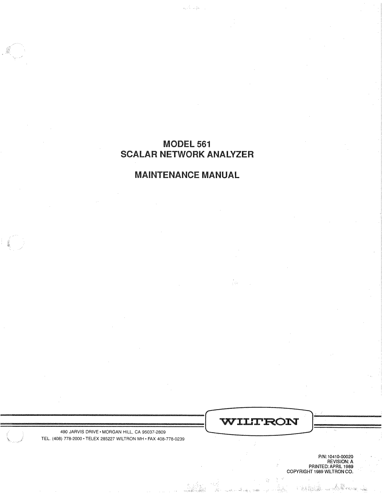 Wiltron 561 Service Manual