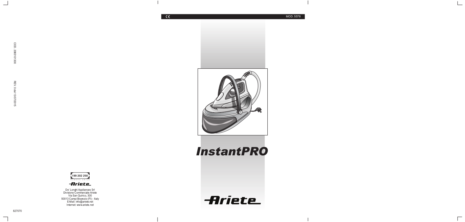 Ariete 5578 User manual