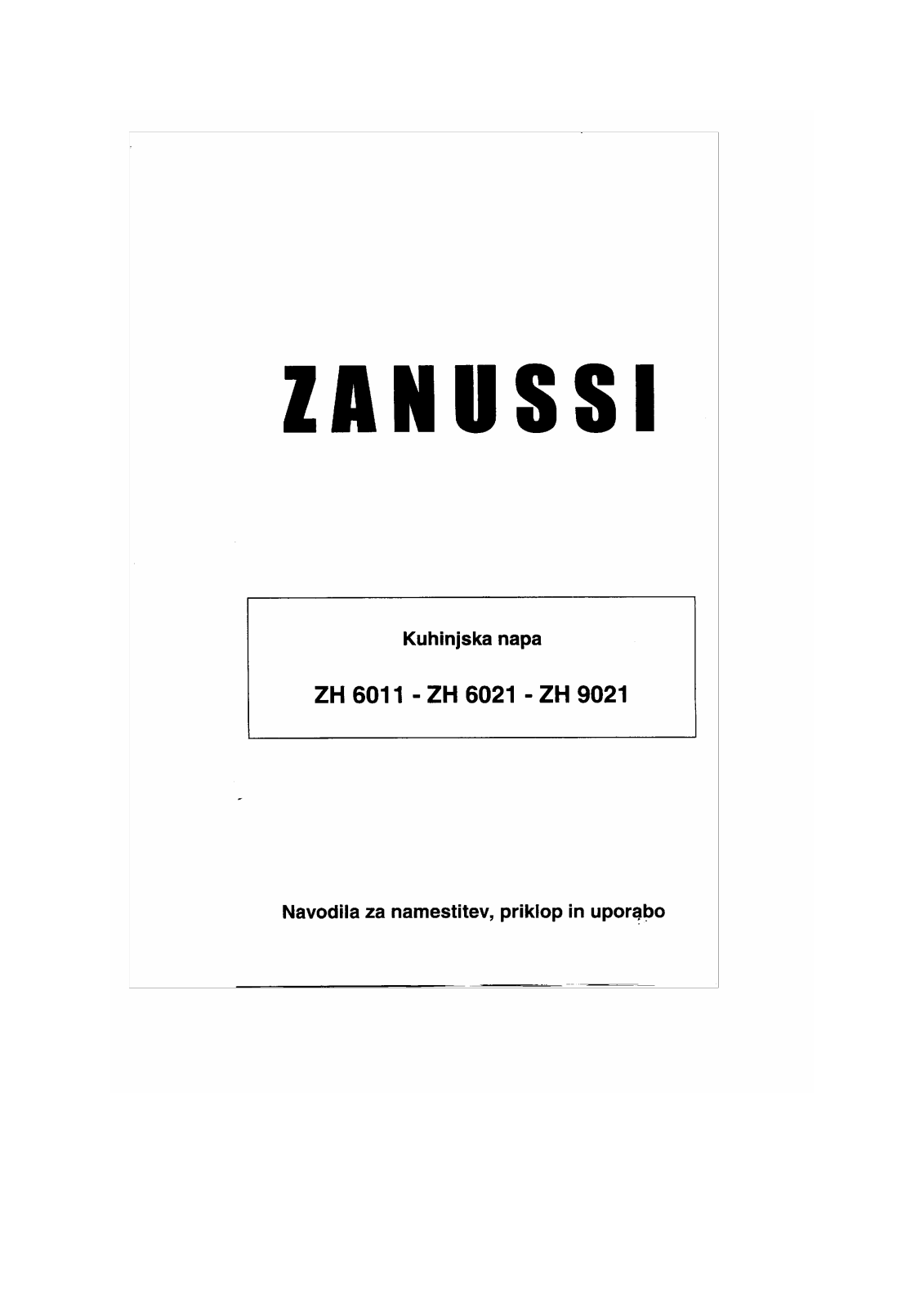 Zanussi ZH6011W User Manual