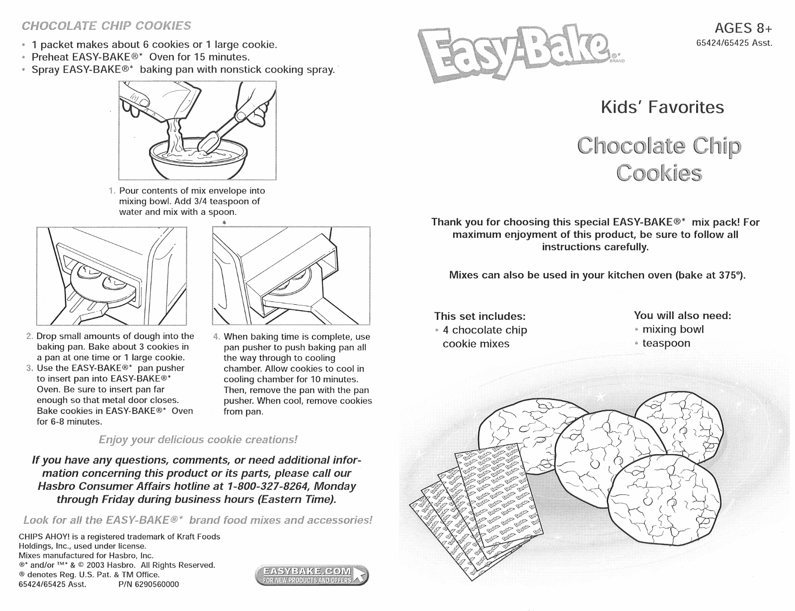 HASBRO Easy Bake Chocolate Chip Cookies Kids Favorite User Manual