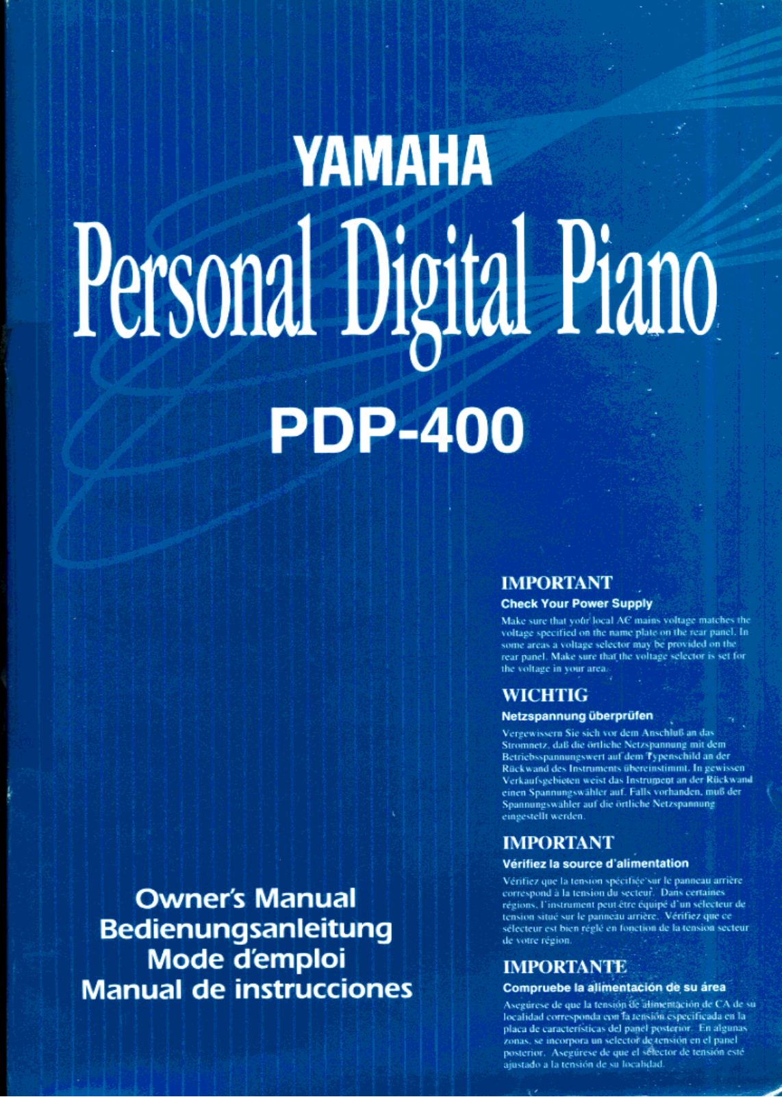 Yamaha PDP400 Owner's Manual