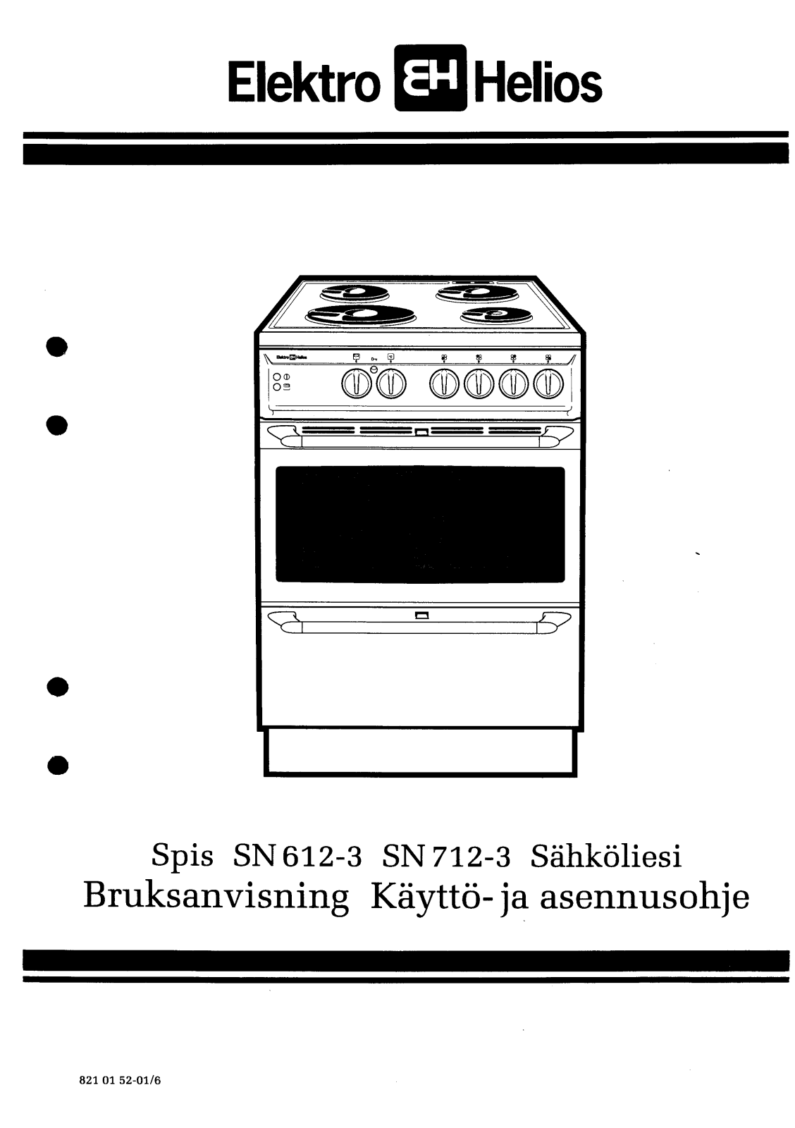 Elektro helios SN712-3, SN612-3 User Manual