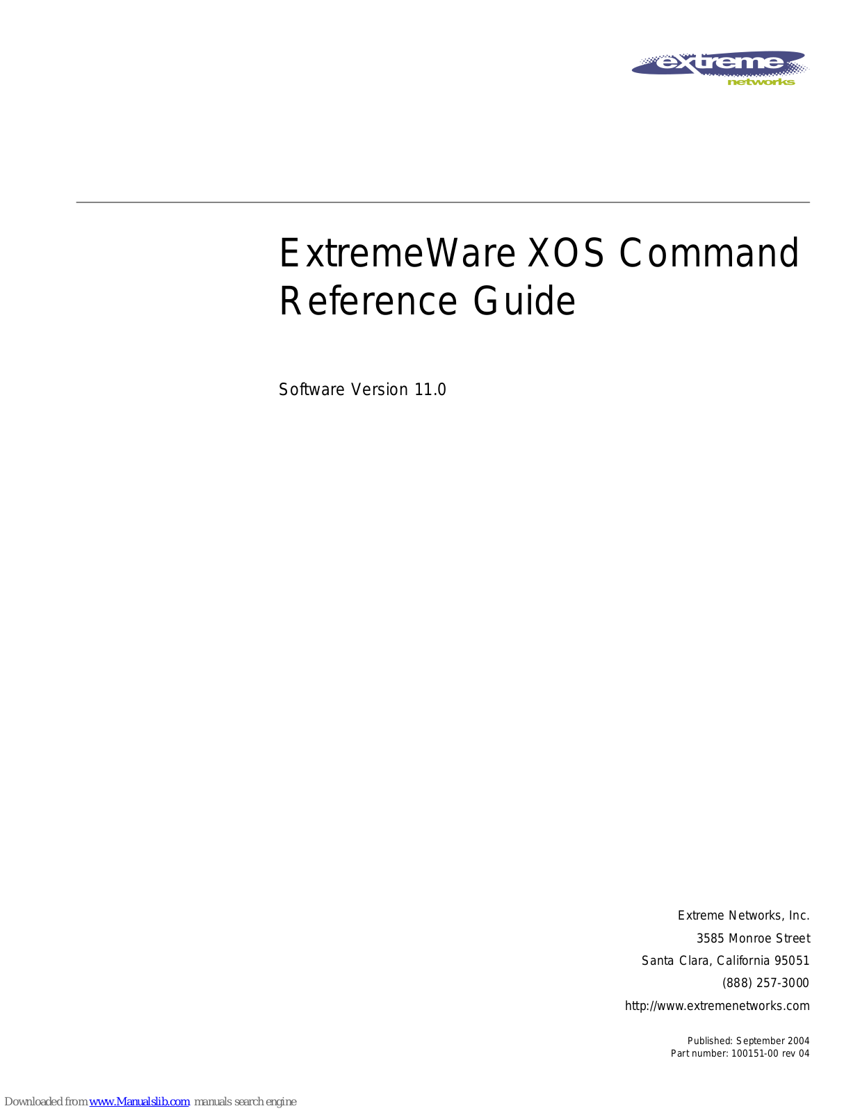 Extreme Networks ExtremeWare XOS, ExtremeWare XOS 11.0 Command Reference Manual