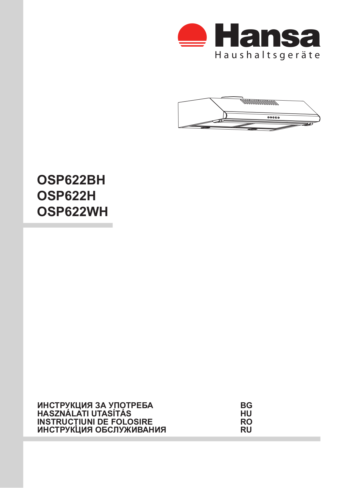 Hansa OSP622 BH, OSP622 H, OSP622 WH User Manual