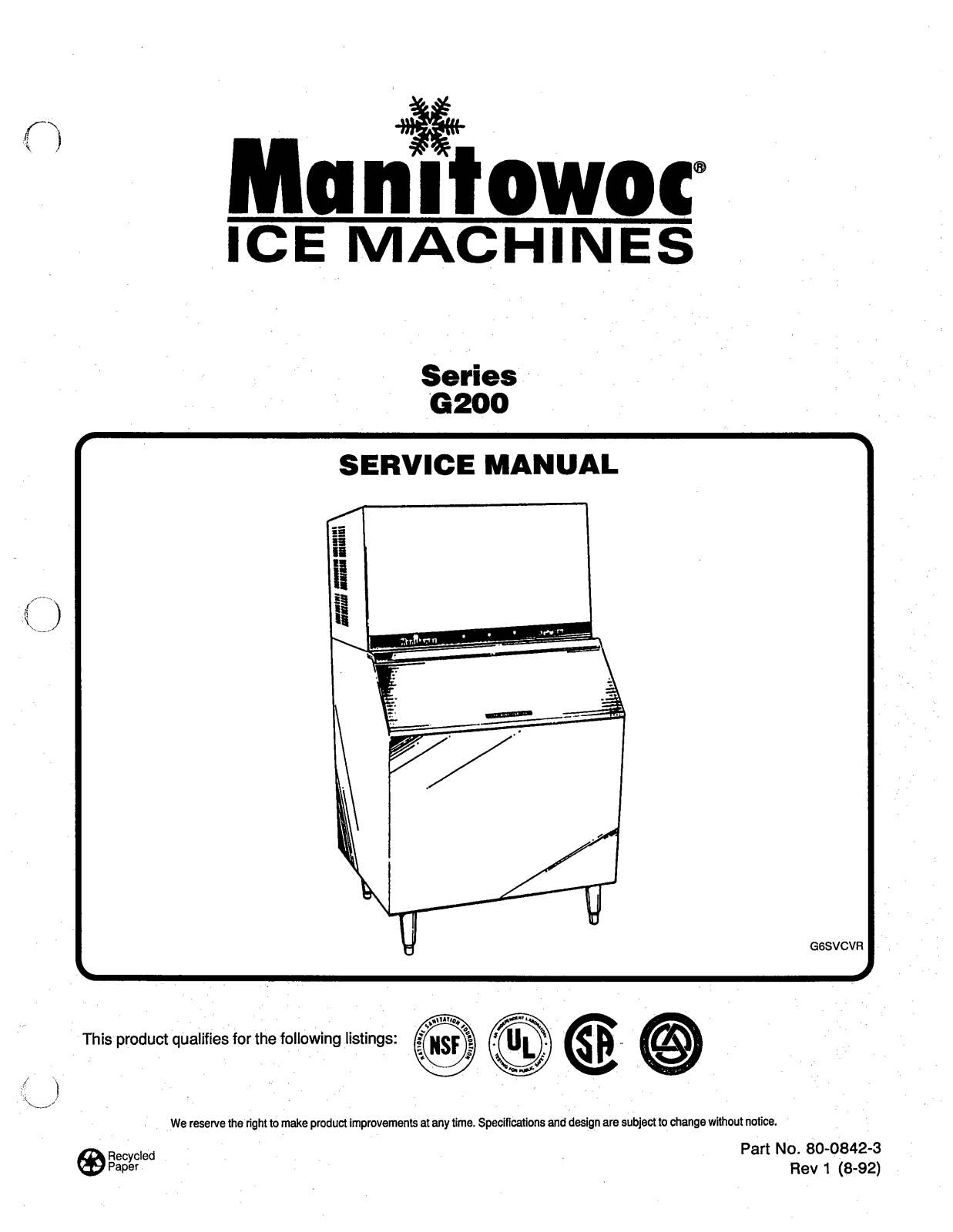 Manitowoc Ice GD-0202A Service Manual