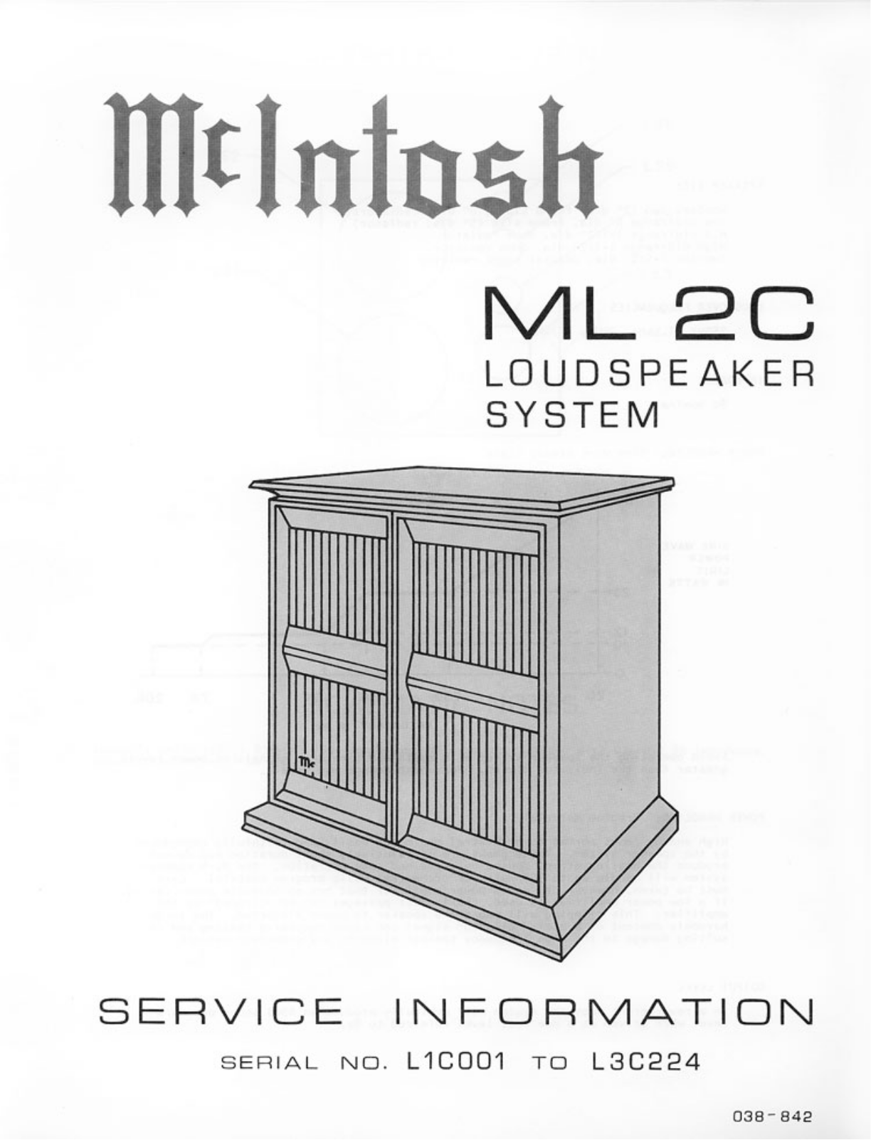 McIntosh ML-2-C Owners manual