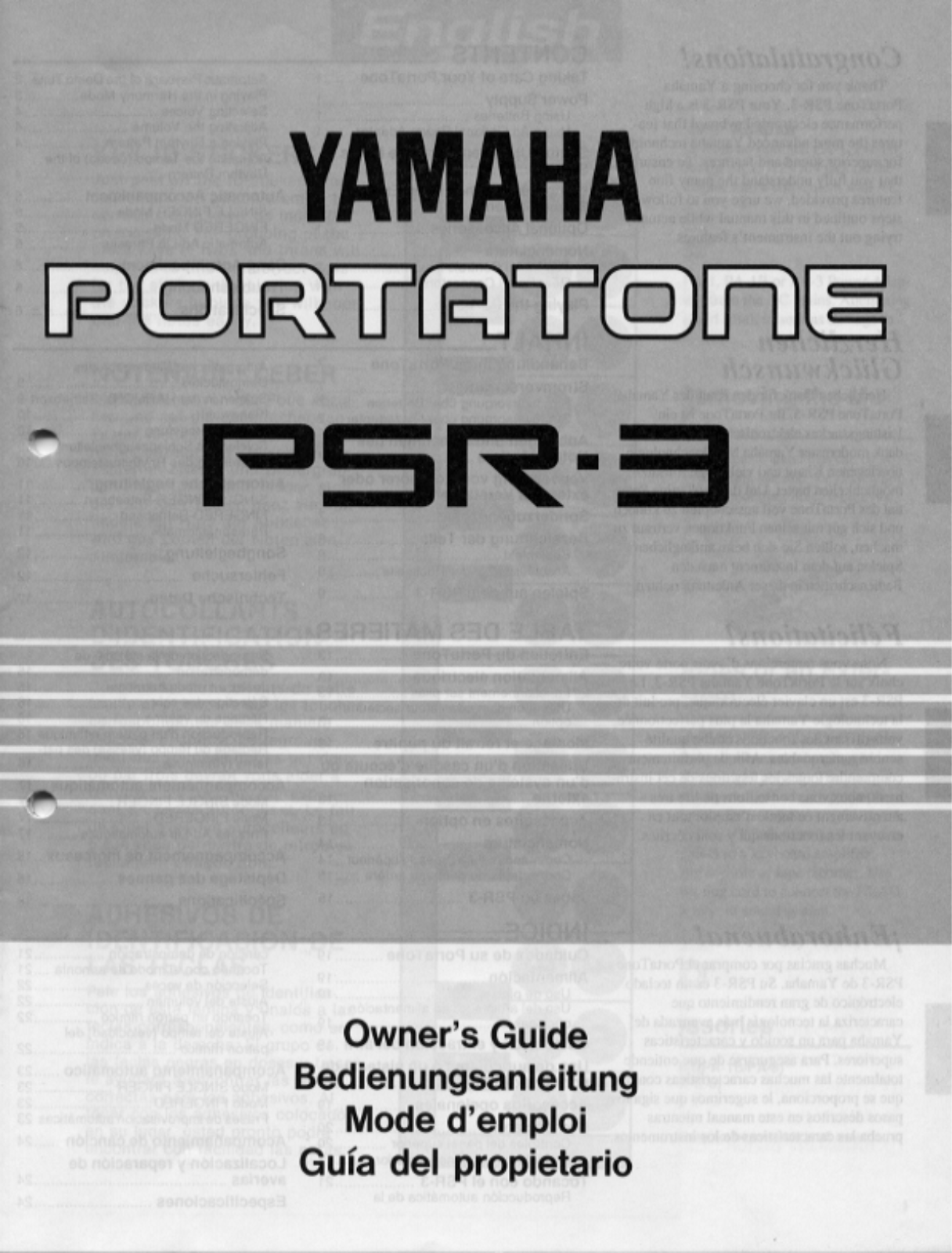 Yamaha PSR-3, PSR-3E User Manual