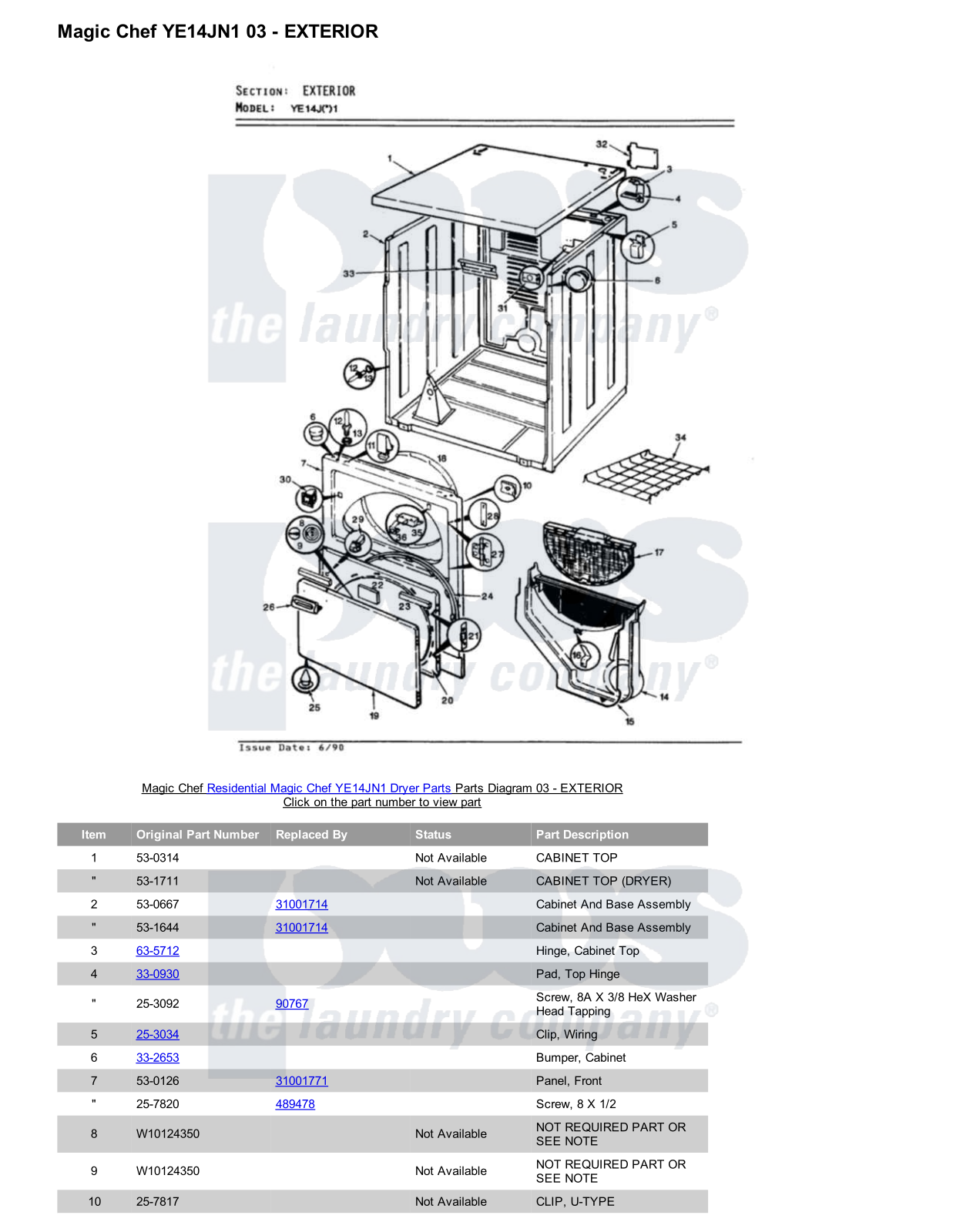 Magic Chef YE14JN1 Parts Diagram