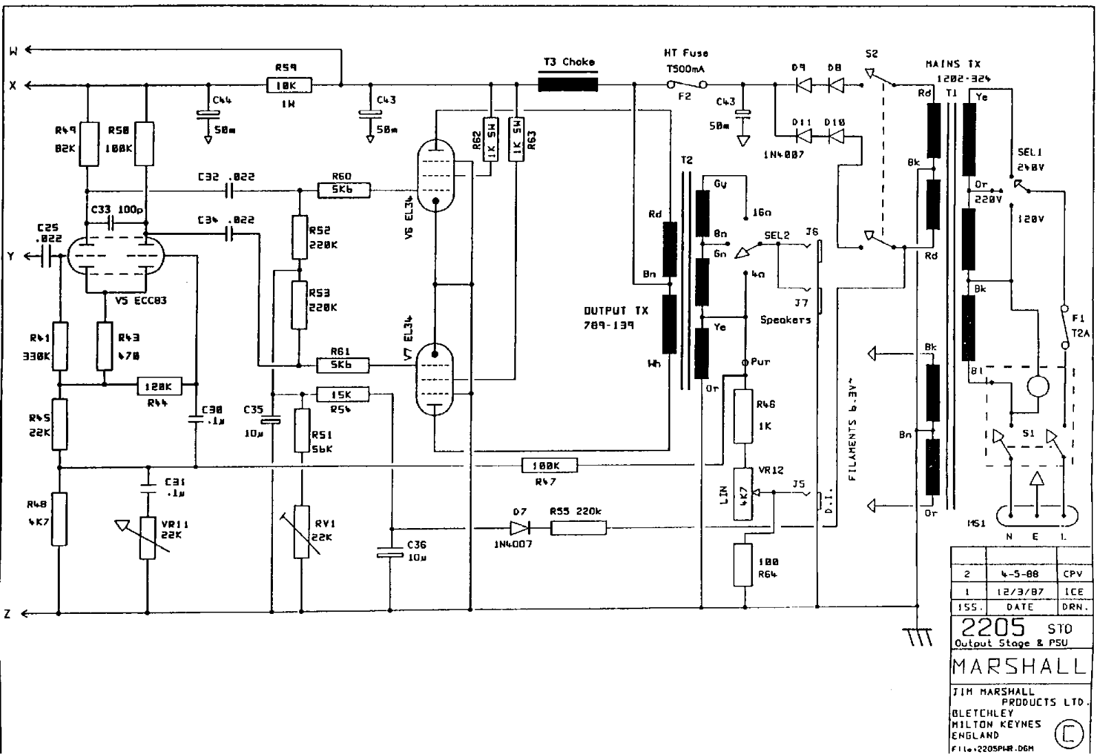 Marshall 2205-Pwr-Amp Schematic