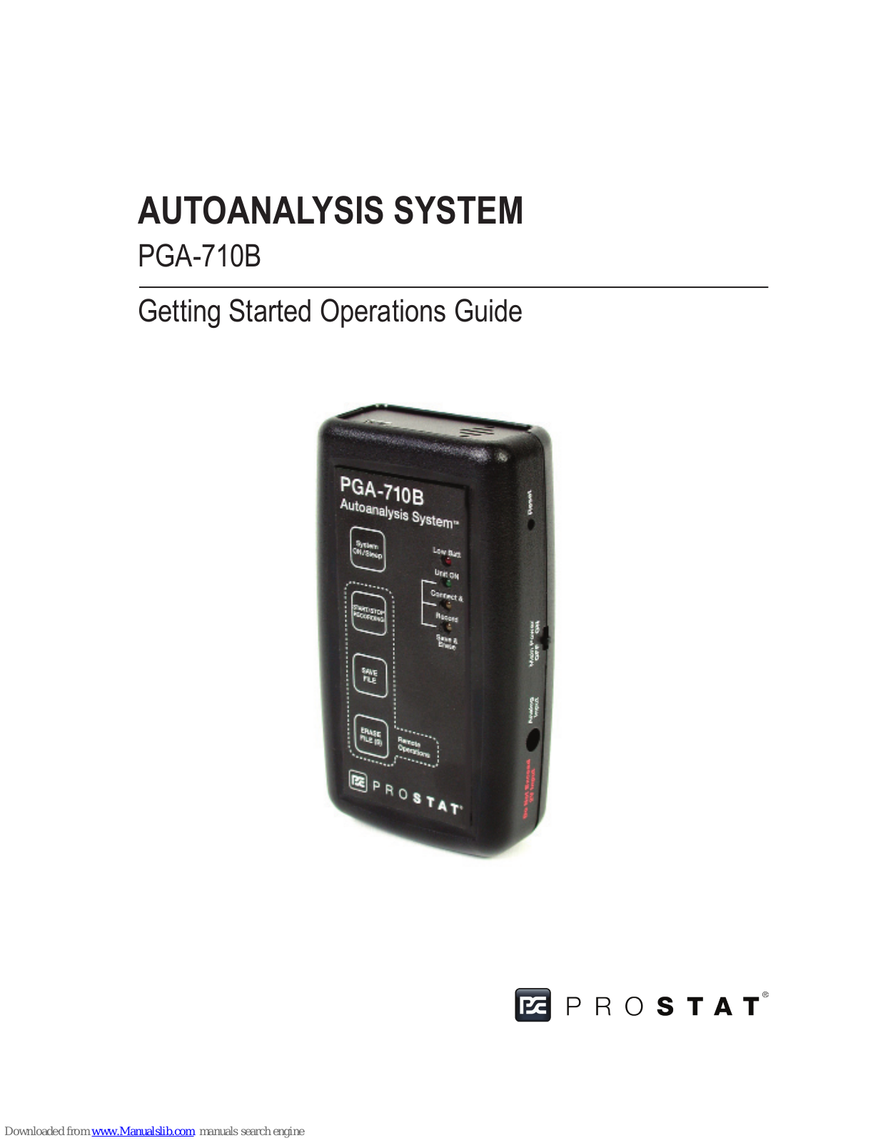 Prostat PGA-710B Getting Started Operations Manual - ManualMachine.com