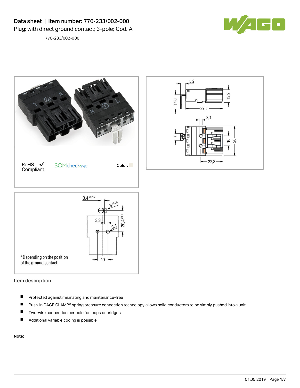 Wago 770-233/002-000 Data Sheet