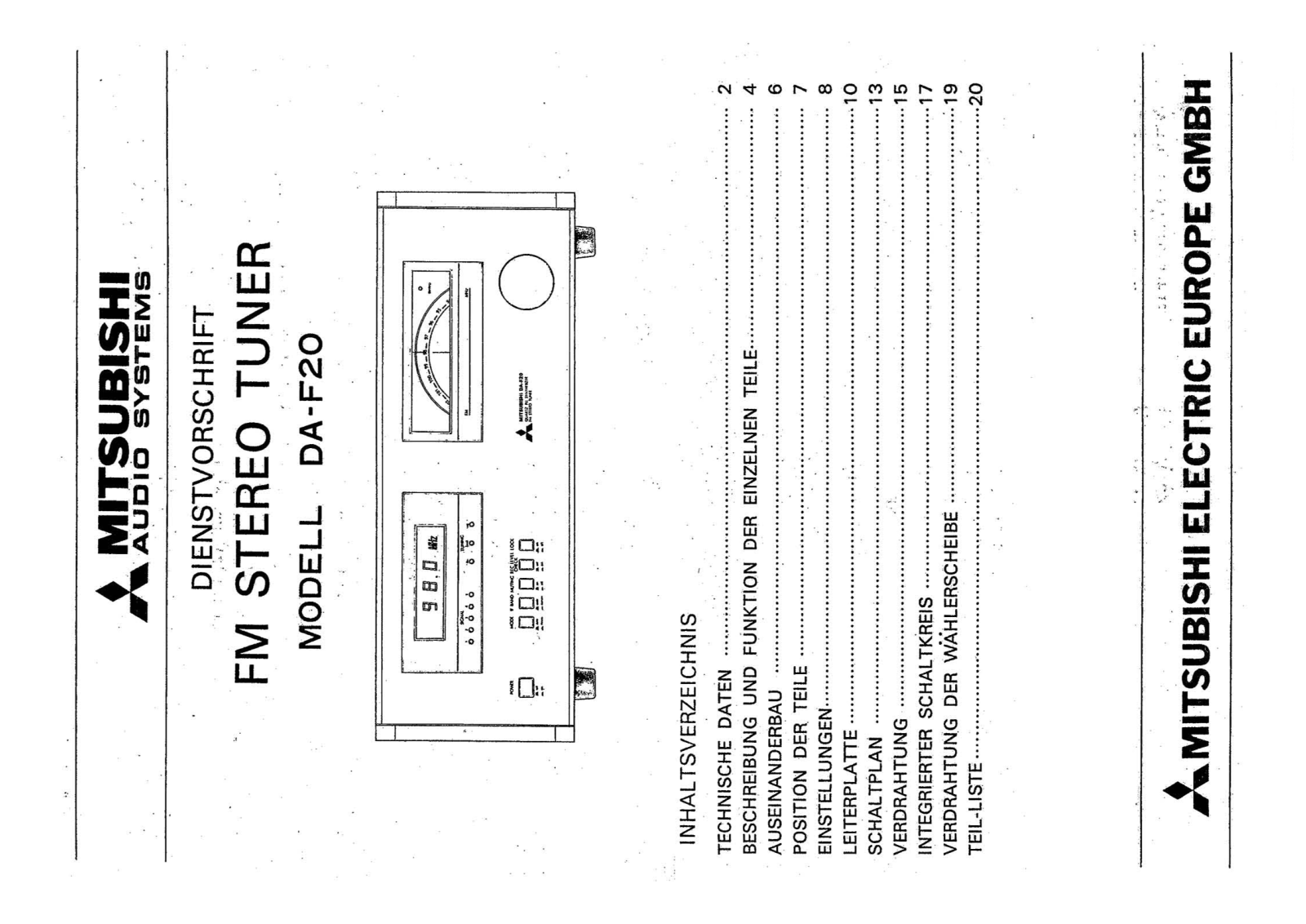 Mitsubishi DA-F20 Service Manual