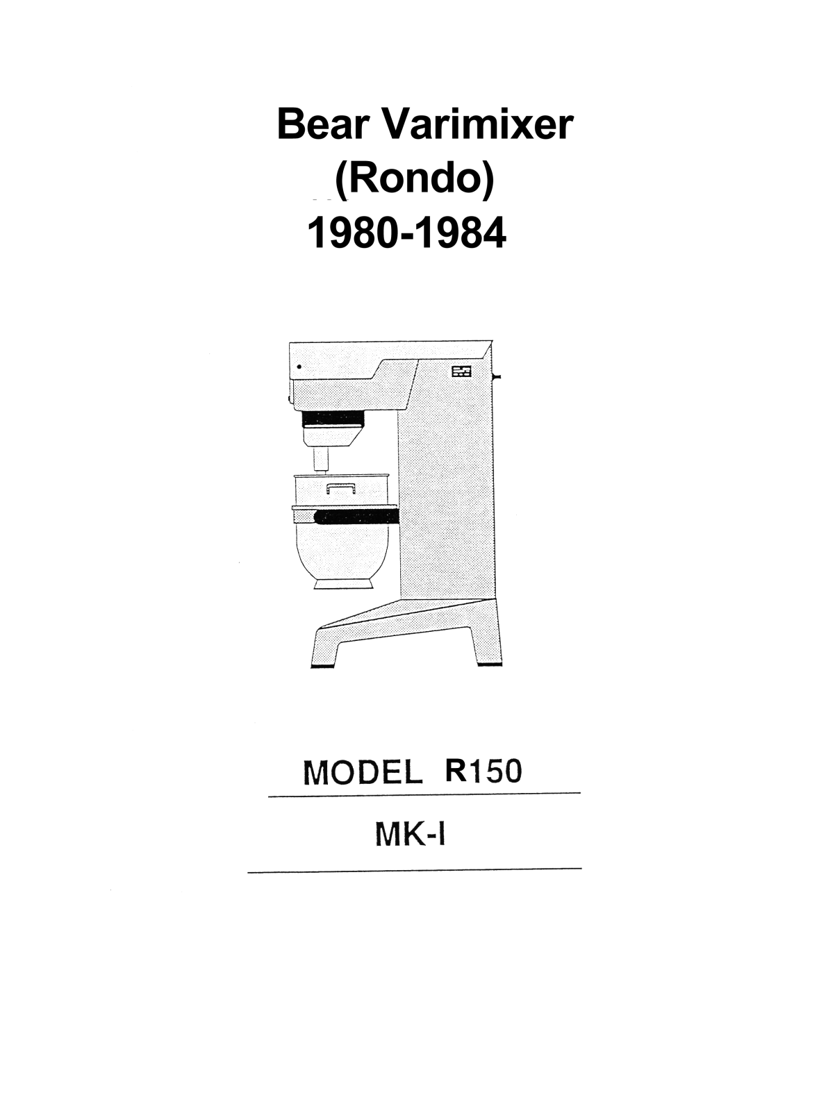 Varimixer R150 Service Manual