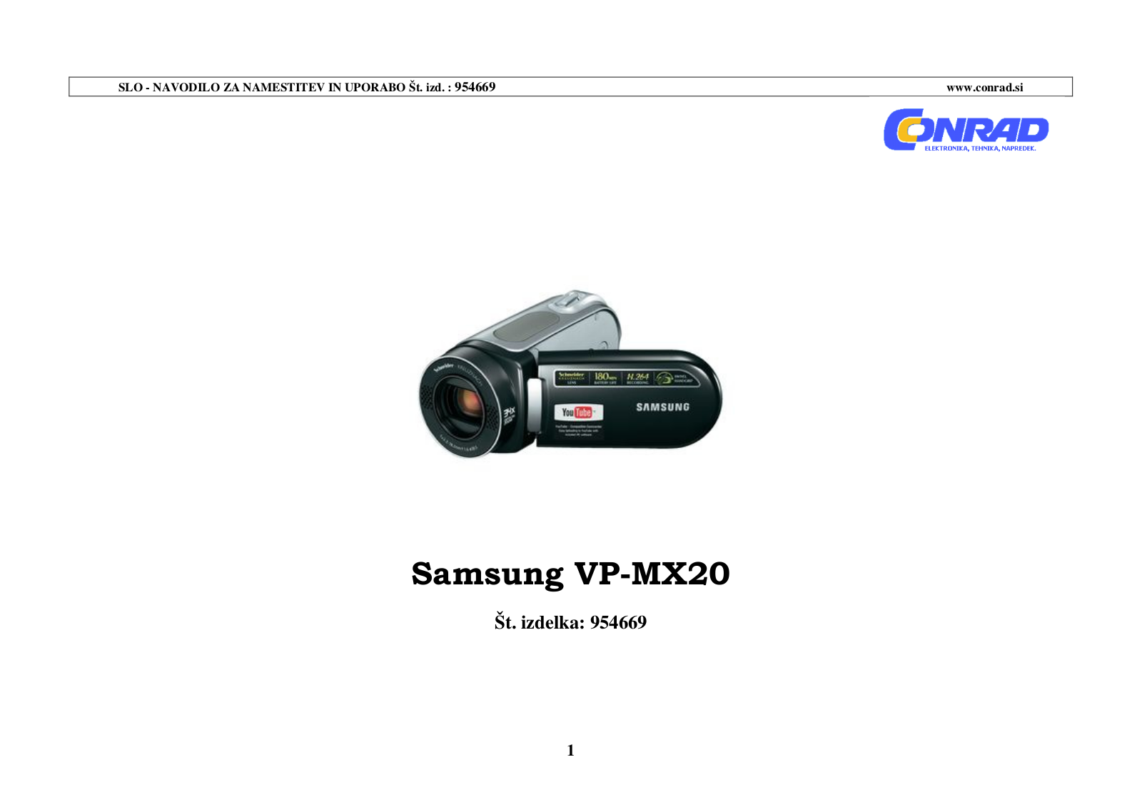 Samsung VP-MX20 User guide