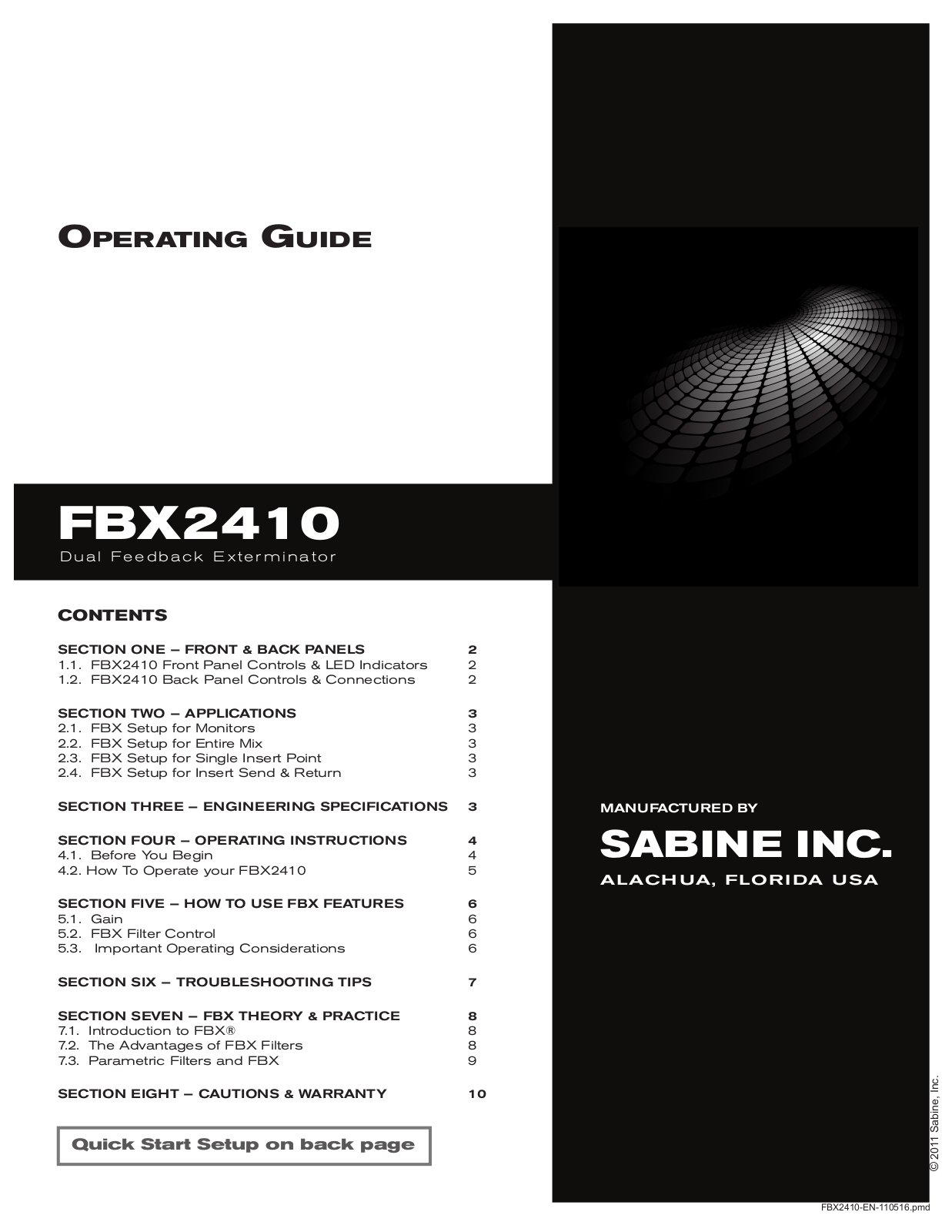 SABINE FBX 2410 User Manual