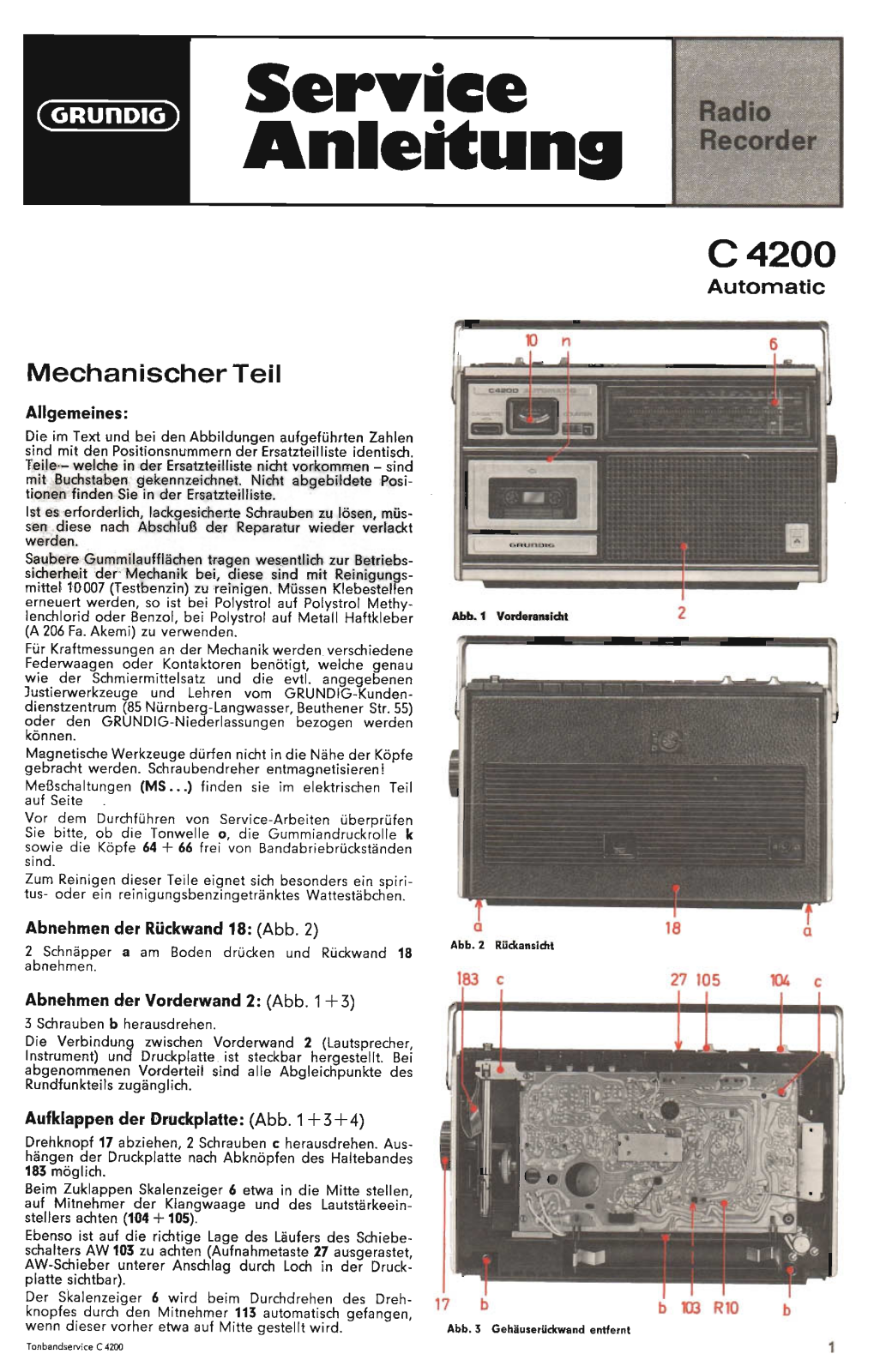 Grundig C-4200 Service Manual