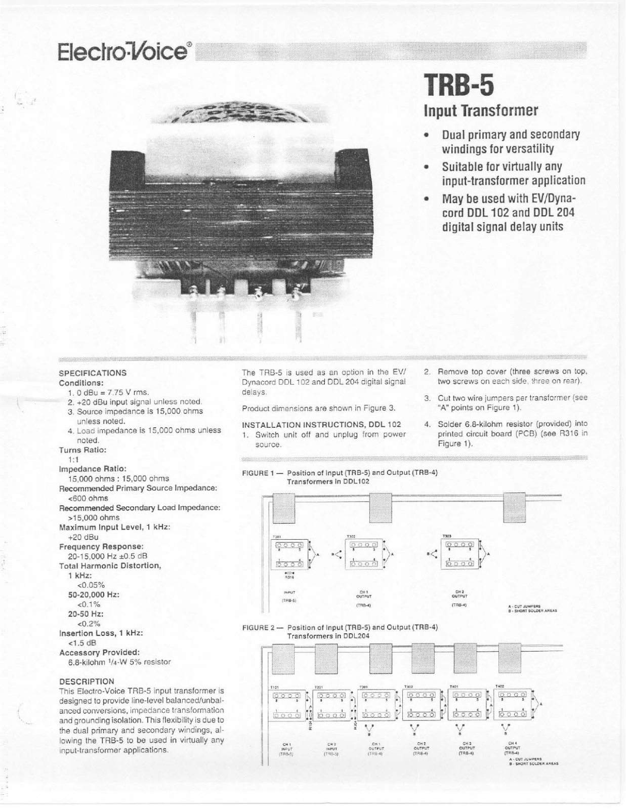 Electro-voice TRB-5 DATASHEET