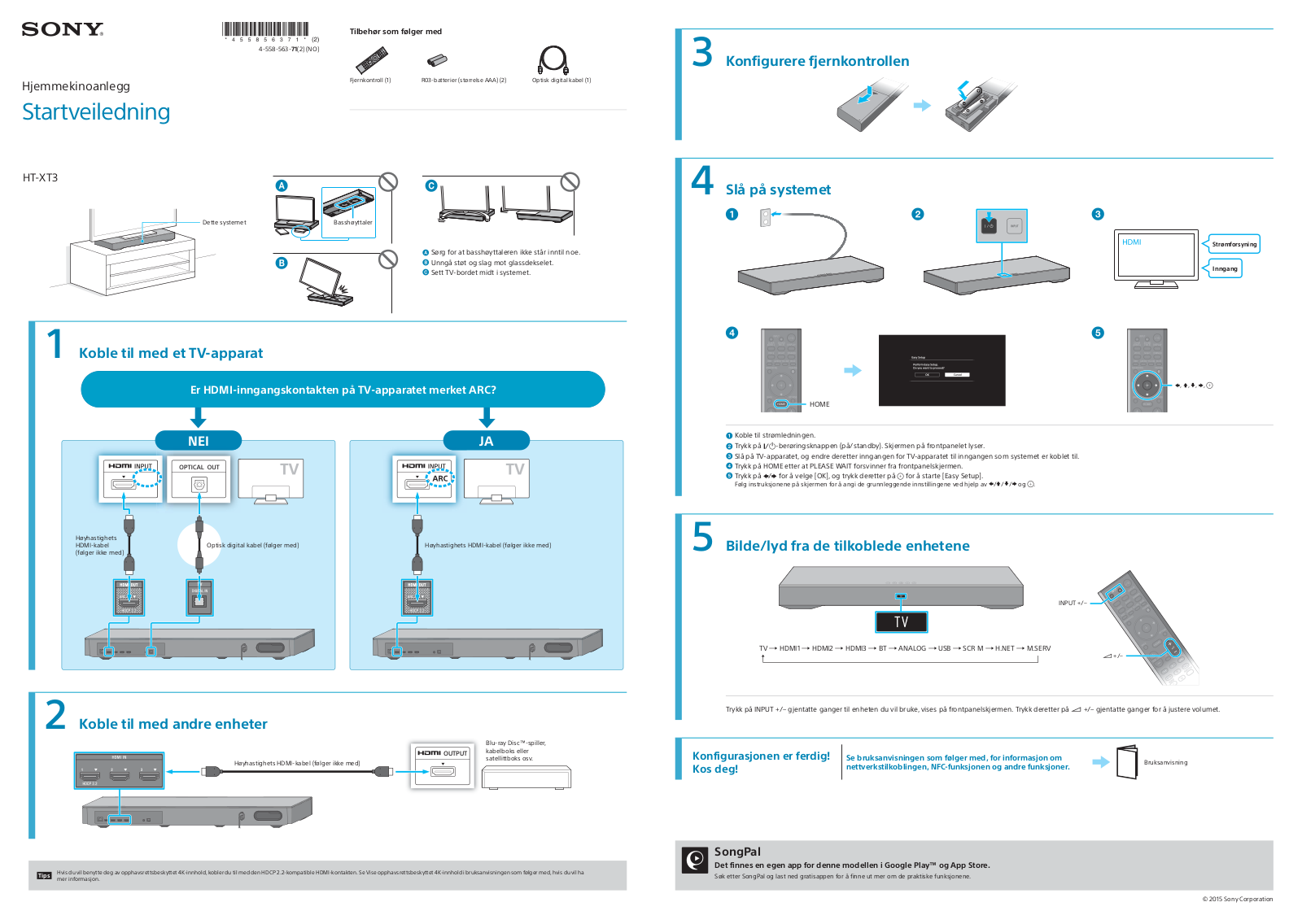 Sony HT-XT3 Getting Started Guide