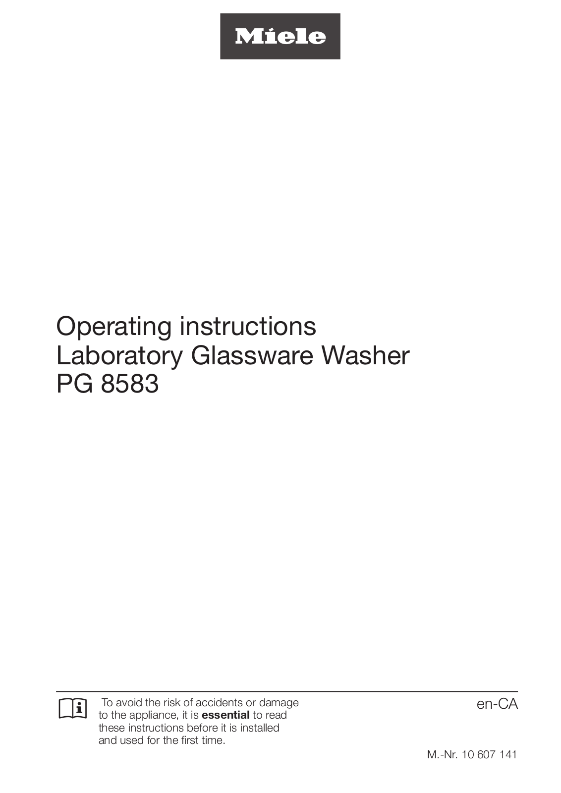 Miele PG 8583 Operating instructions