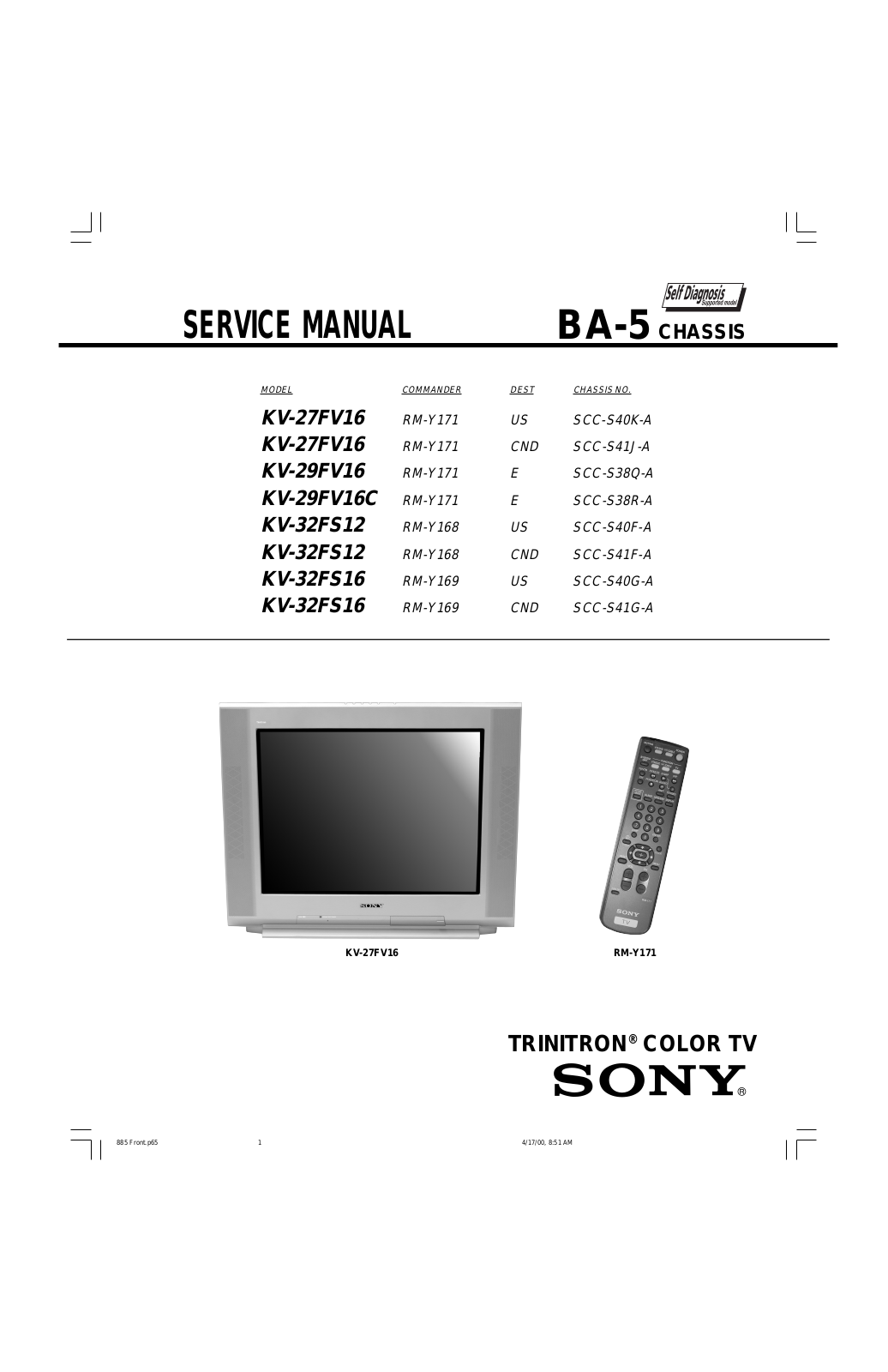 Sony TRINITRON KV27FV16 User Manual