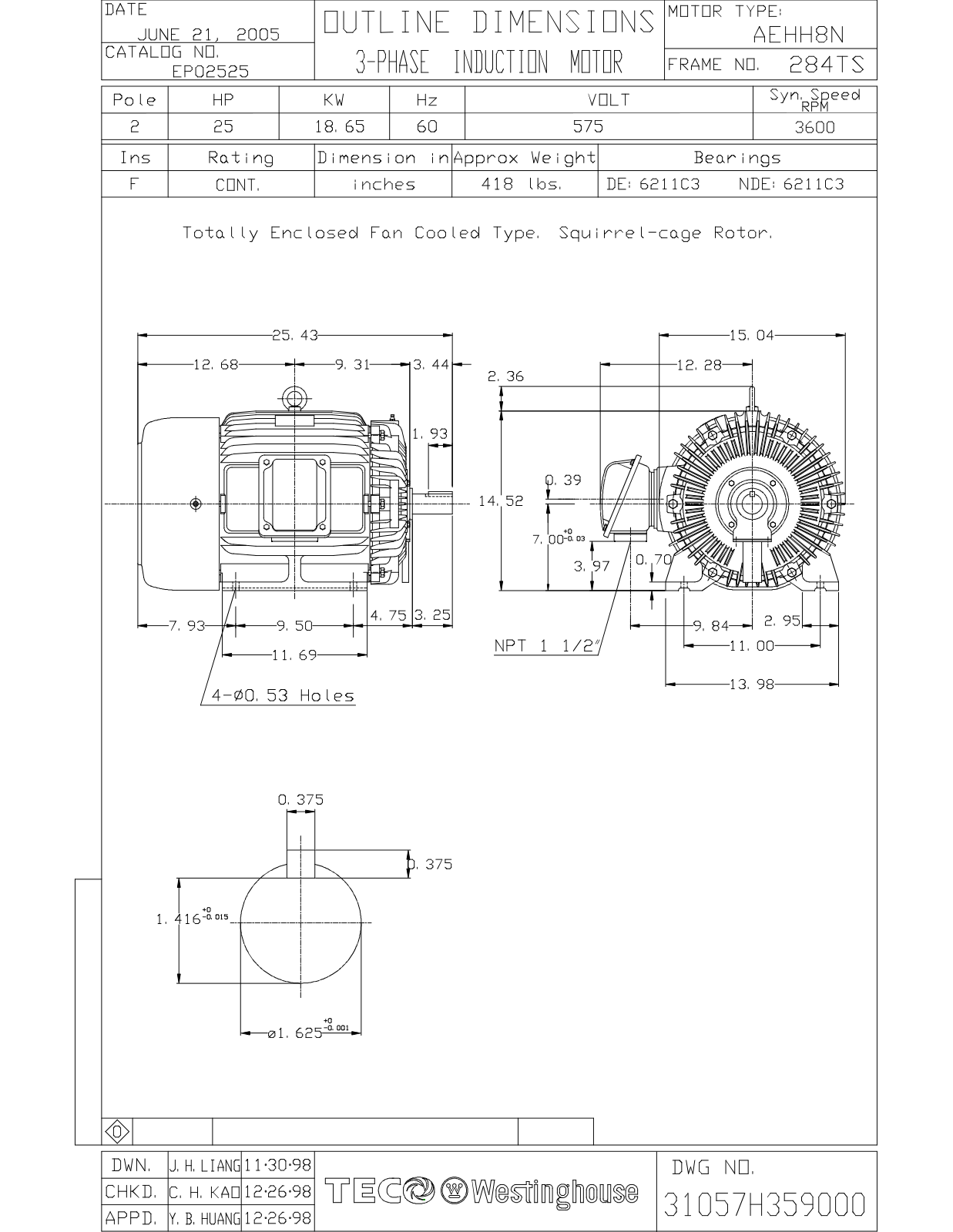 Teco EP02525 Reference Drawing