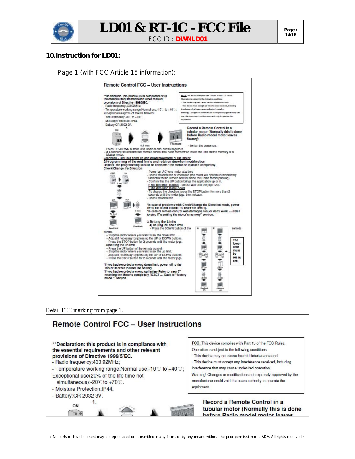 Somfy Systems LD01 User Manual